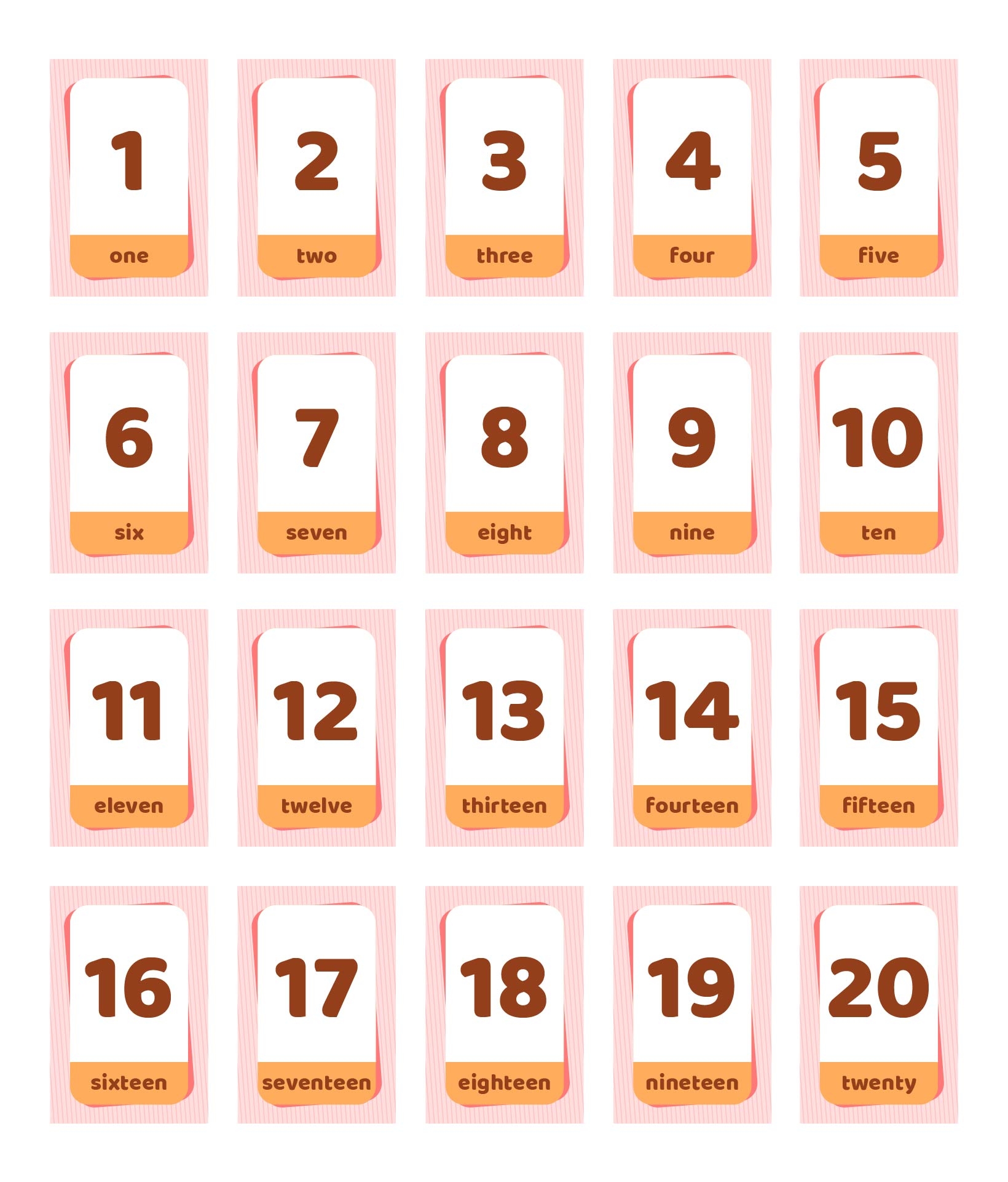 Large Number Cards 1 20 10 Free PDF Printables Printablee