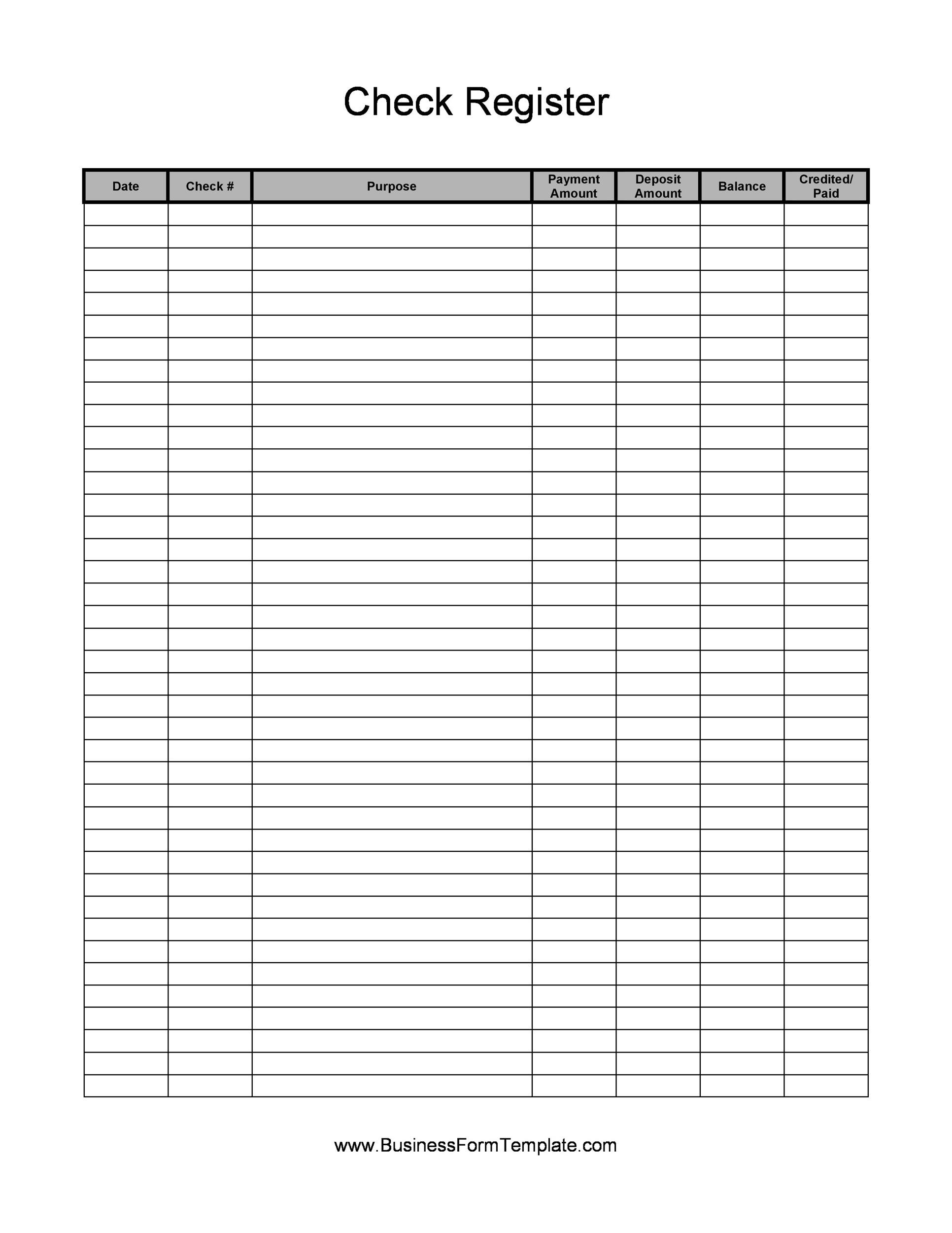 Large Print Free Printable Personal Checkbook Register Printable Deposit Register