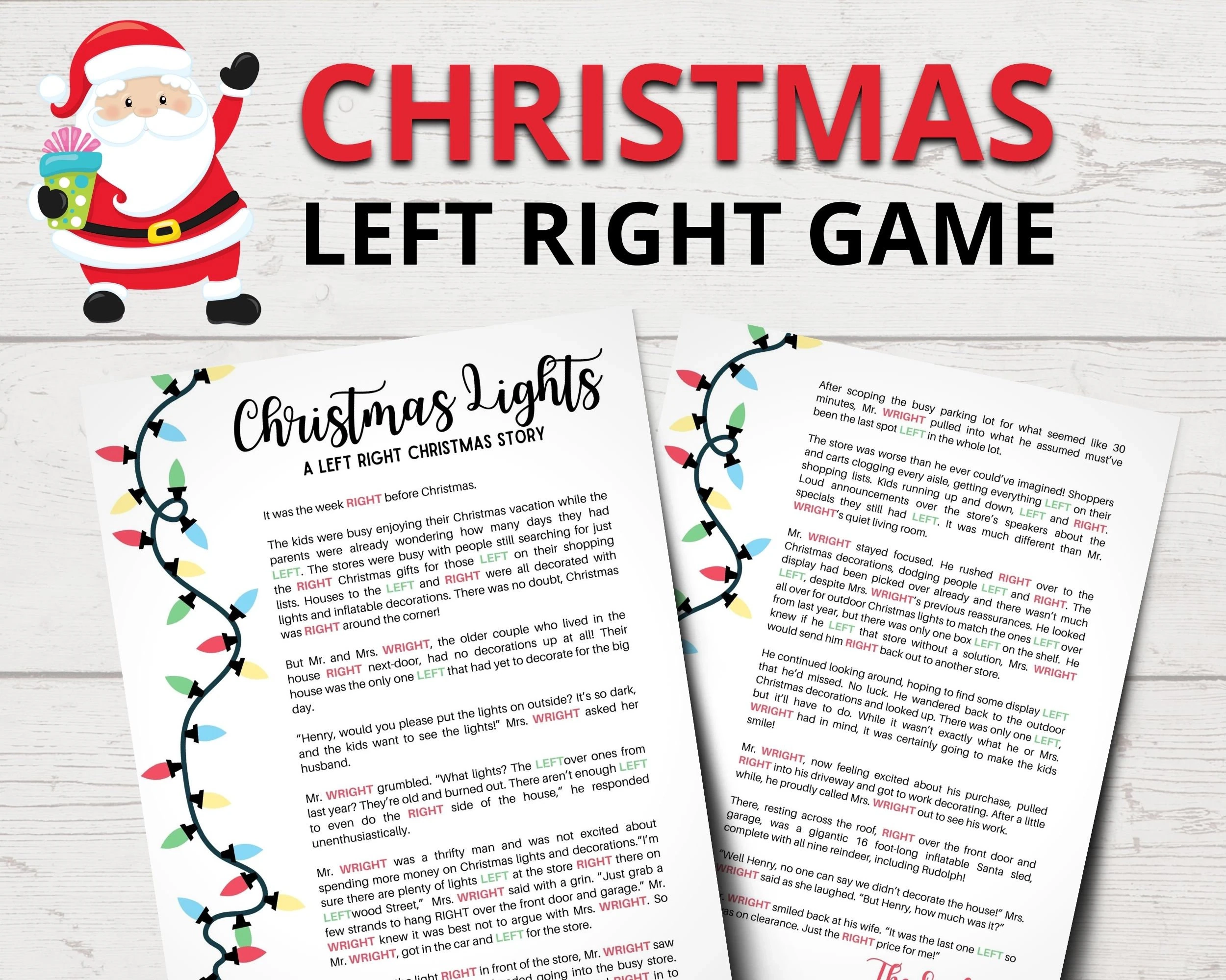 Left Right Christmas Game Funny Christmas Left Right Story Gift Exchange Game Christmas Party Games Printable Etsy