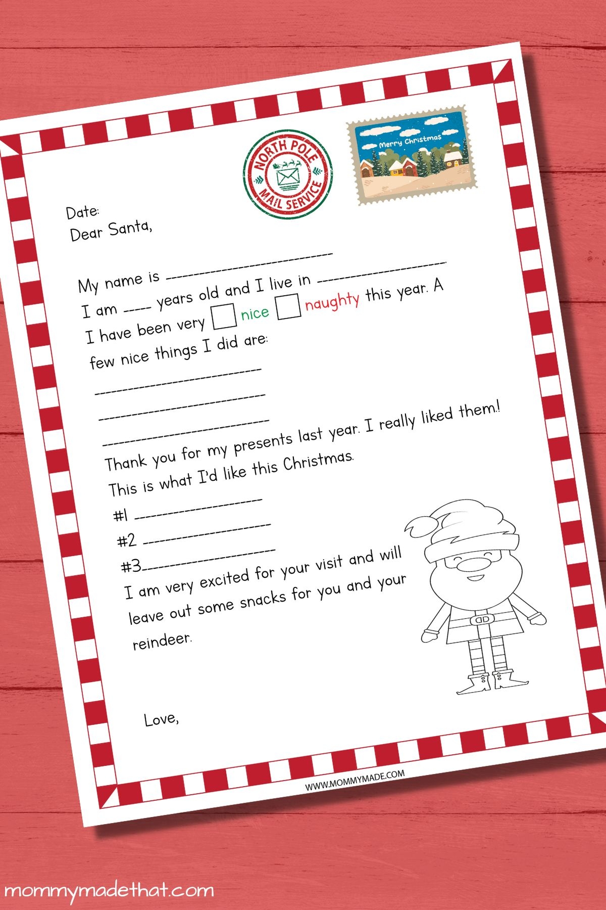 Letter To Santa Template Free Printable 