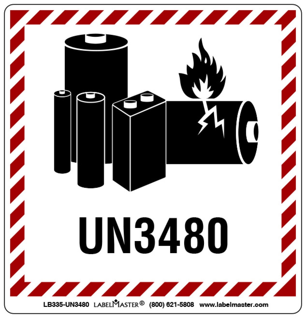 Lithium Battery Mark Size 100mm X 100mm UN3481 Paper No Contact Labelmaster