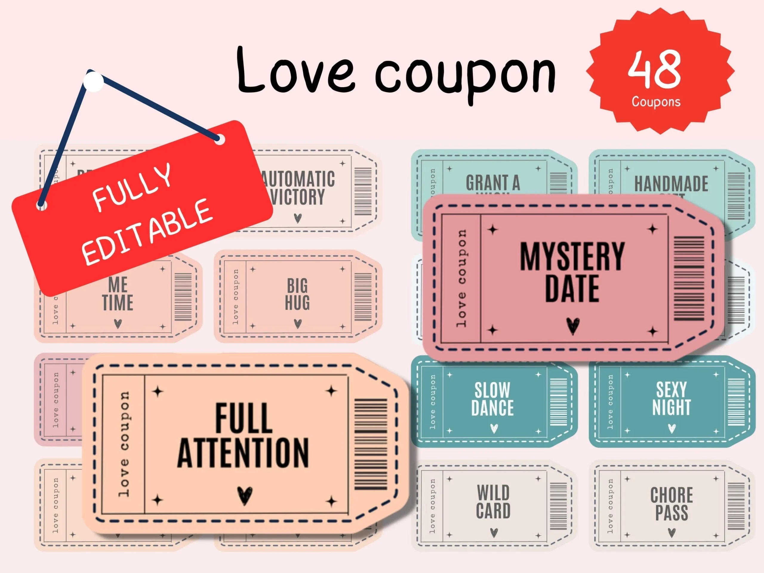 Love Coupons Love Coupon Book Couple Coupons Lover s Coupon Relationship Coupon Romantic Gift Printable customisable Etsy