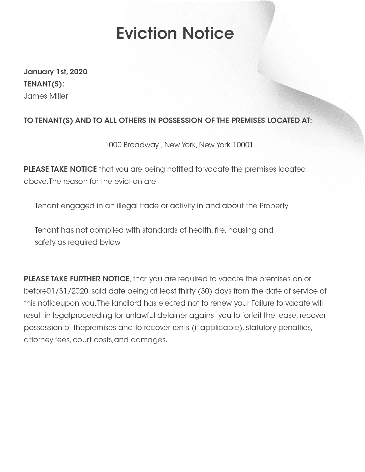 Make A Free Simple Eviction Notice Template Online FormPros Make A Free Simple Eviction Notice Template Online FormPros