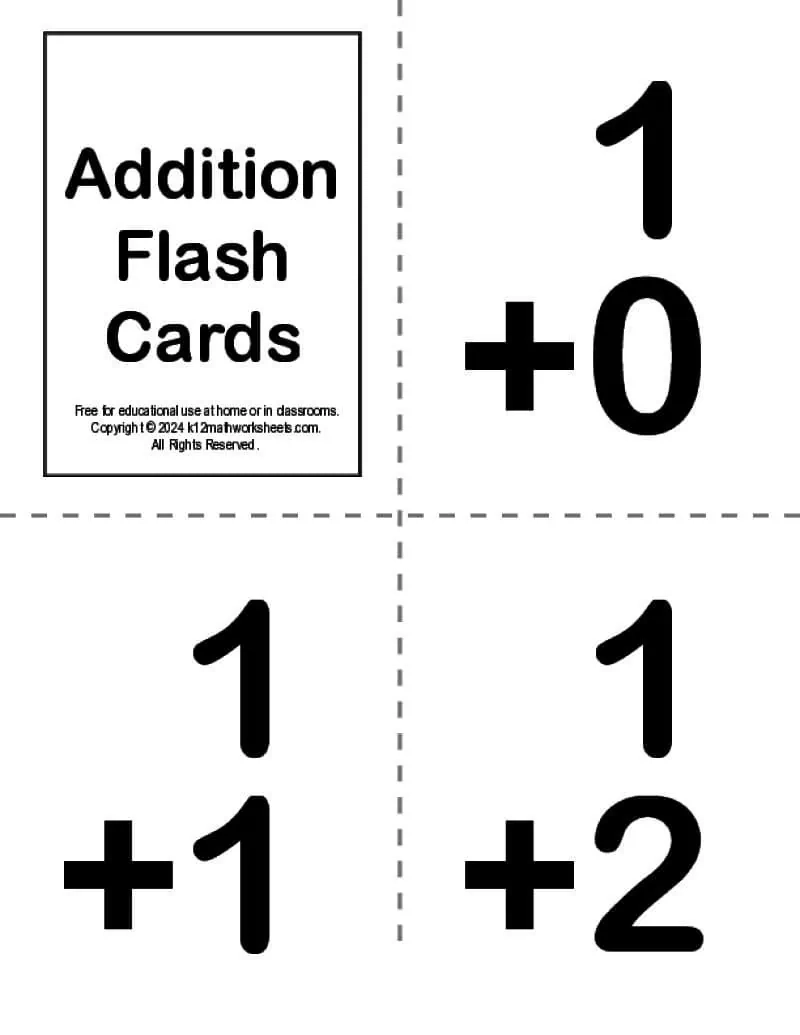 Math Flash Cards Addition Subtraction Multiplication And More