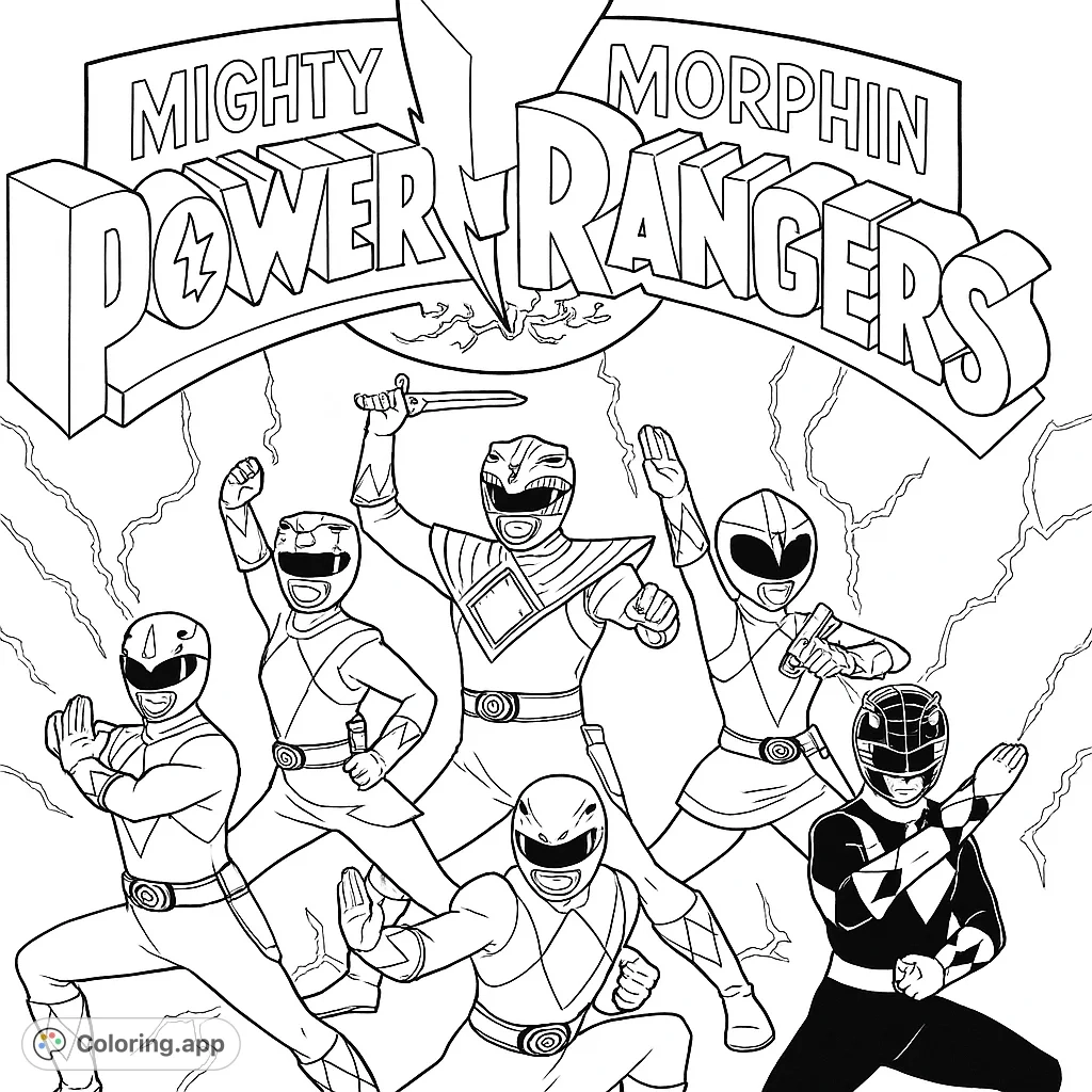 Mighty Morphin Rangers Unite Coloring app