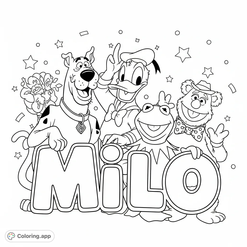 Milo And Cartoon Friends Coloring app