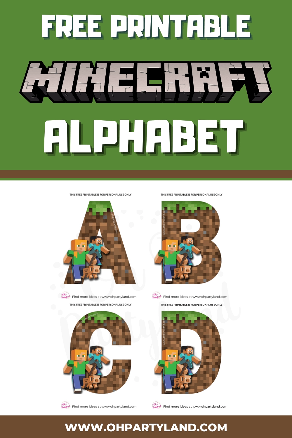 Minecraft Alphabet Free Printable Oh Partyland