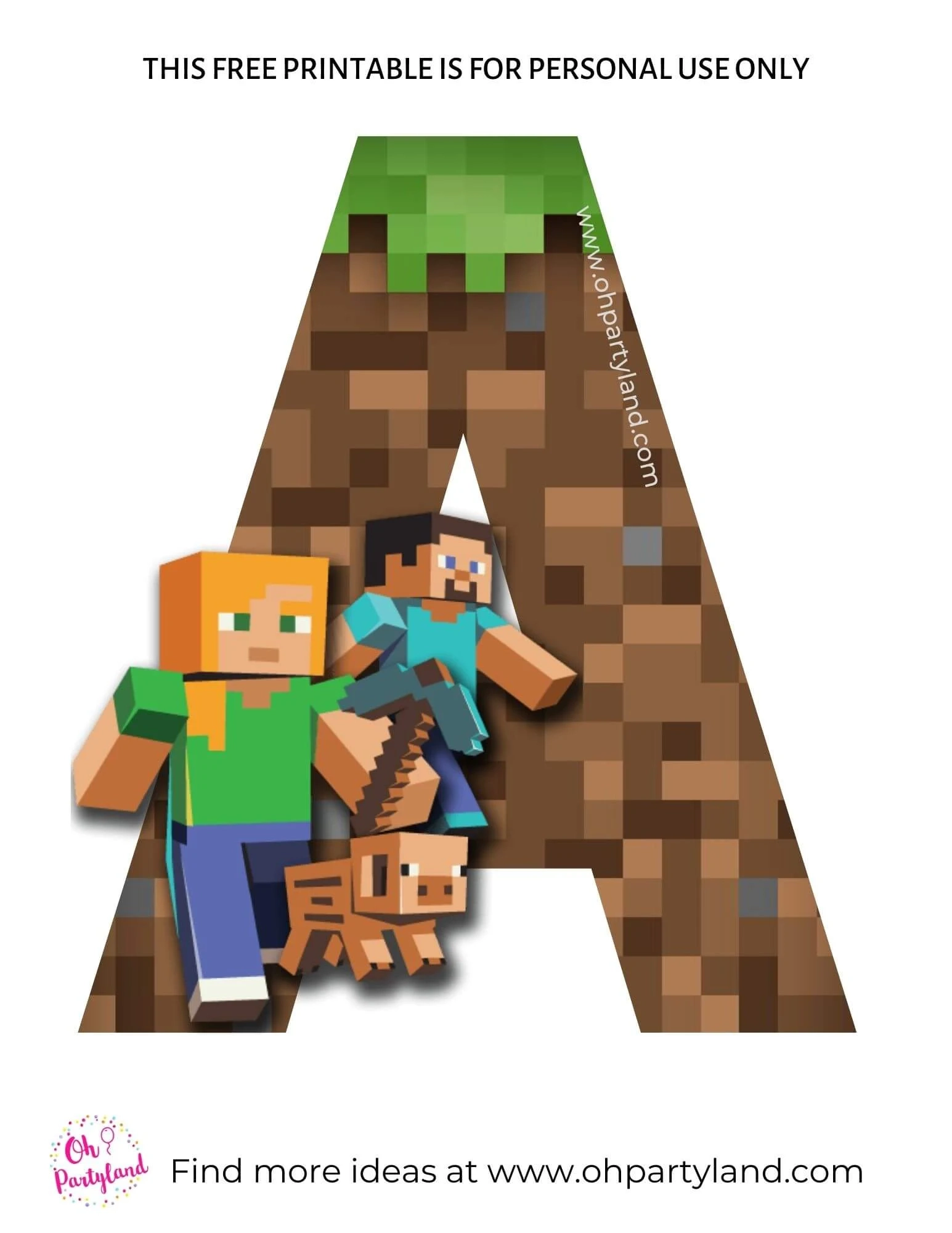 Minecraft Alphabet Free Printable Oh Partyland