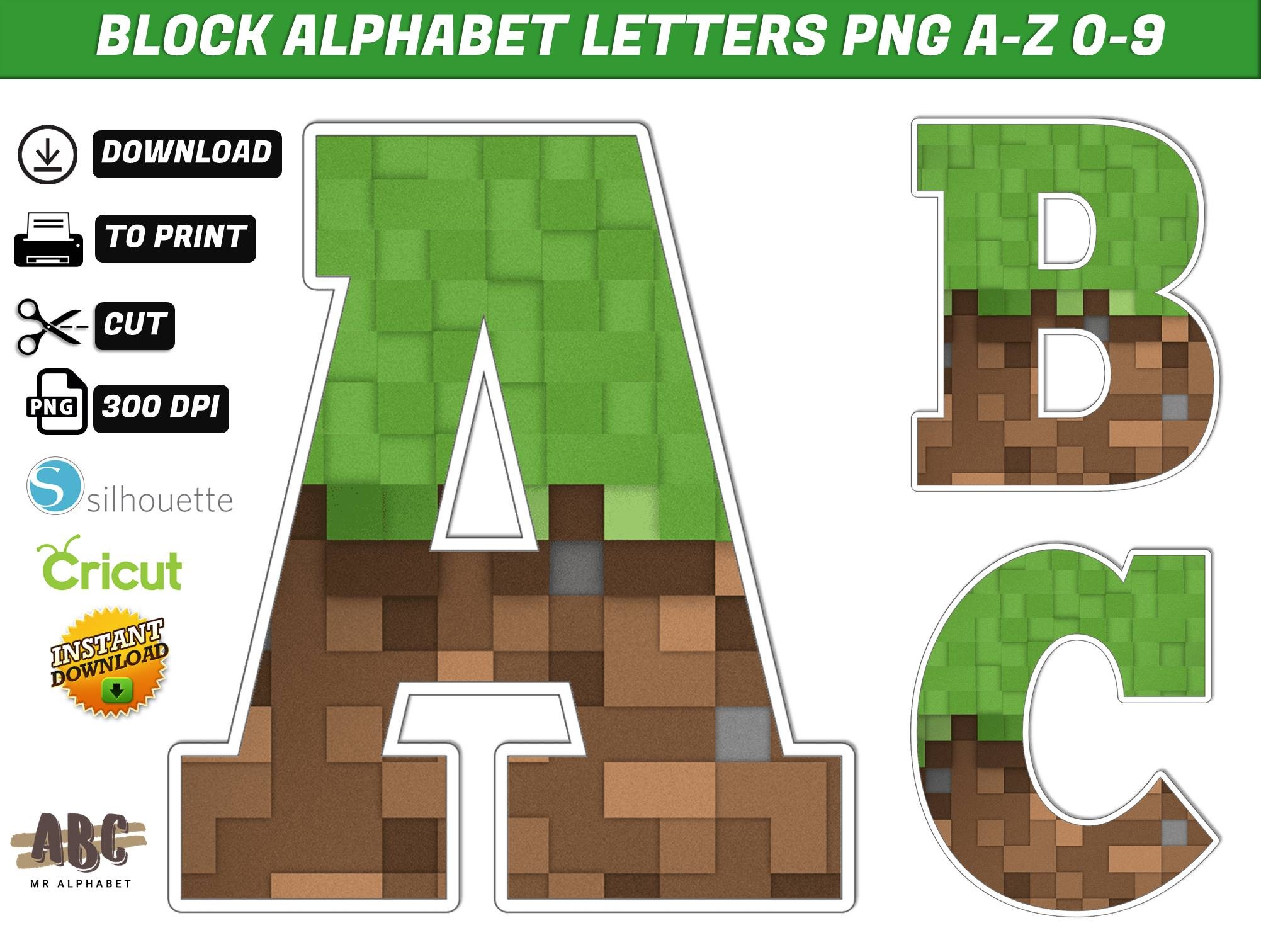 Minecraft Alphabet Letters Png MR ALPHABETS