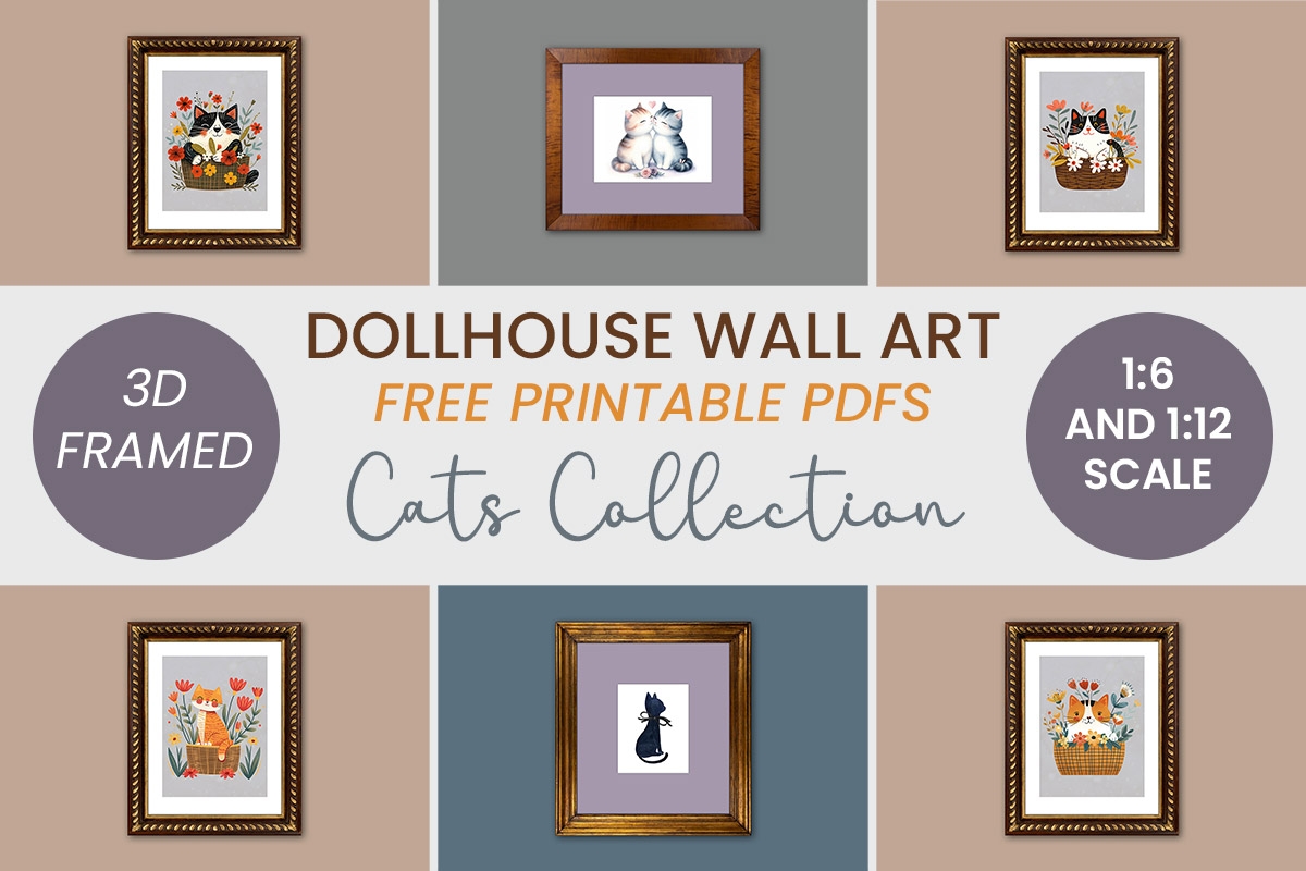 Miniature Cats Wall Art Free Dollhouse Printables Suni Doll