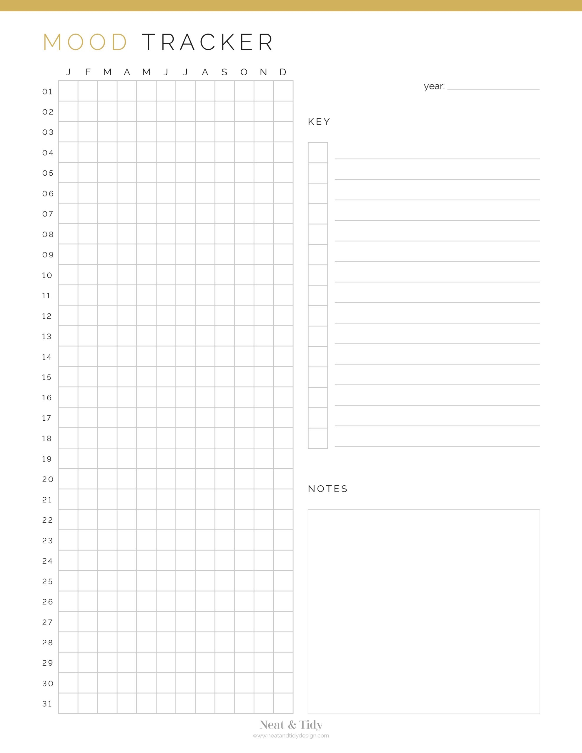 Mood Tracker Neat And Tidy Design