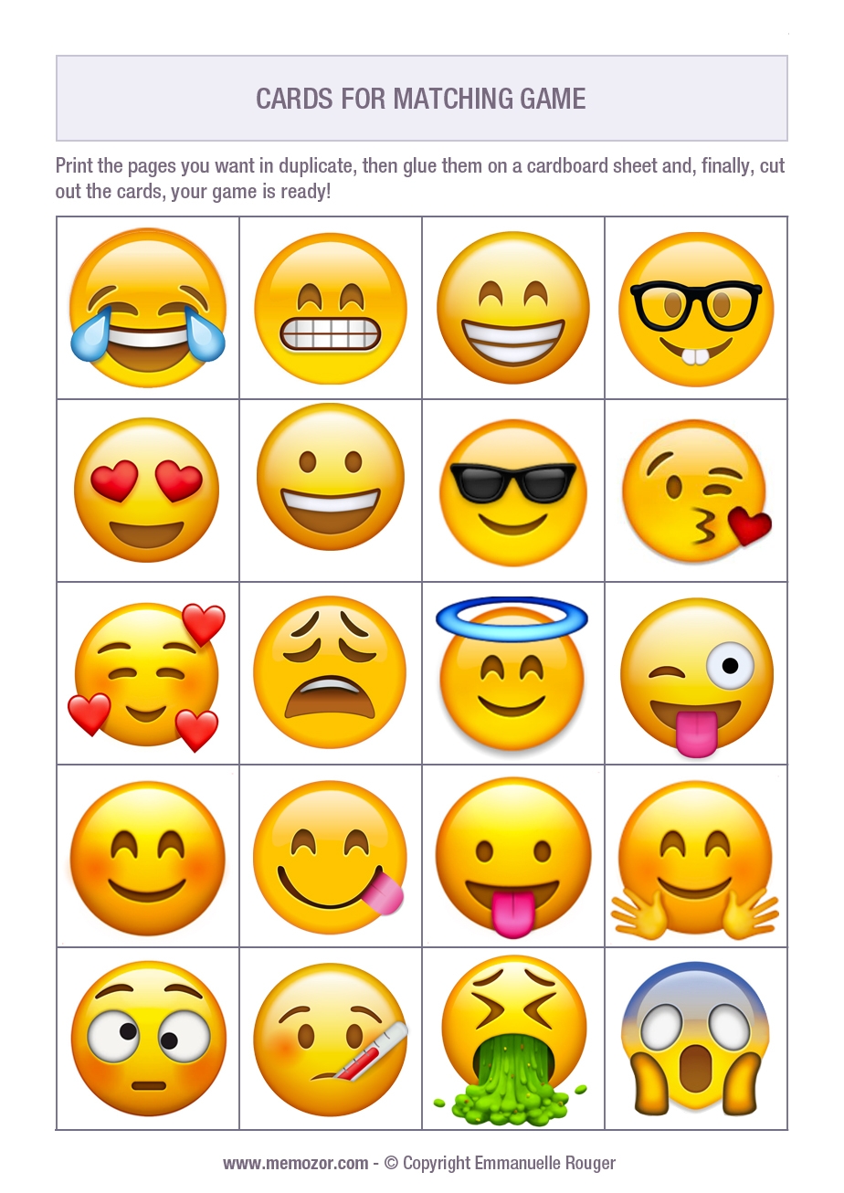 More Than 50 Emoji To Print And Cut Out Memozor Worksheets Library