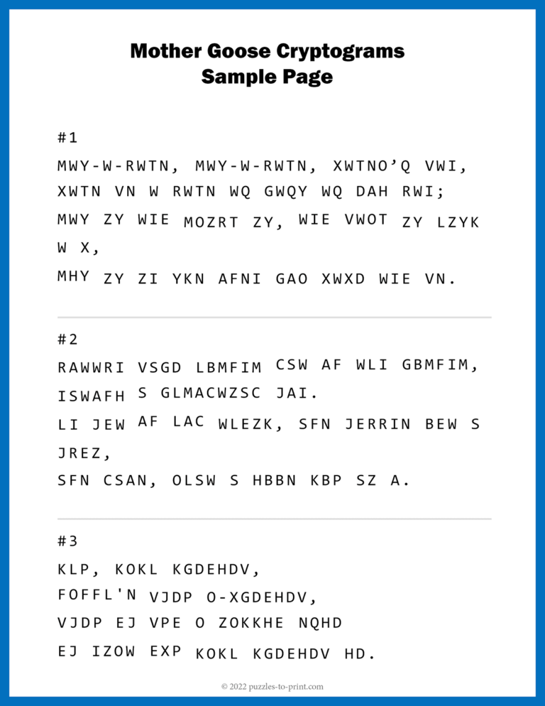 Cryptograms Printable Free Puzzles - Printable We Love Printables