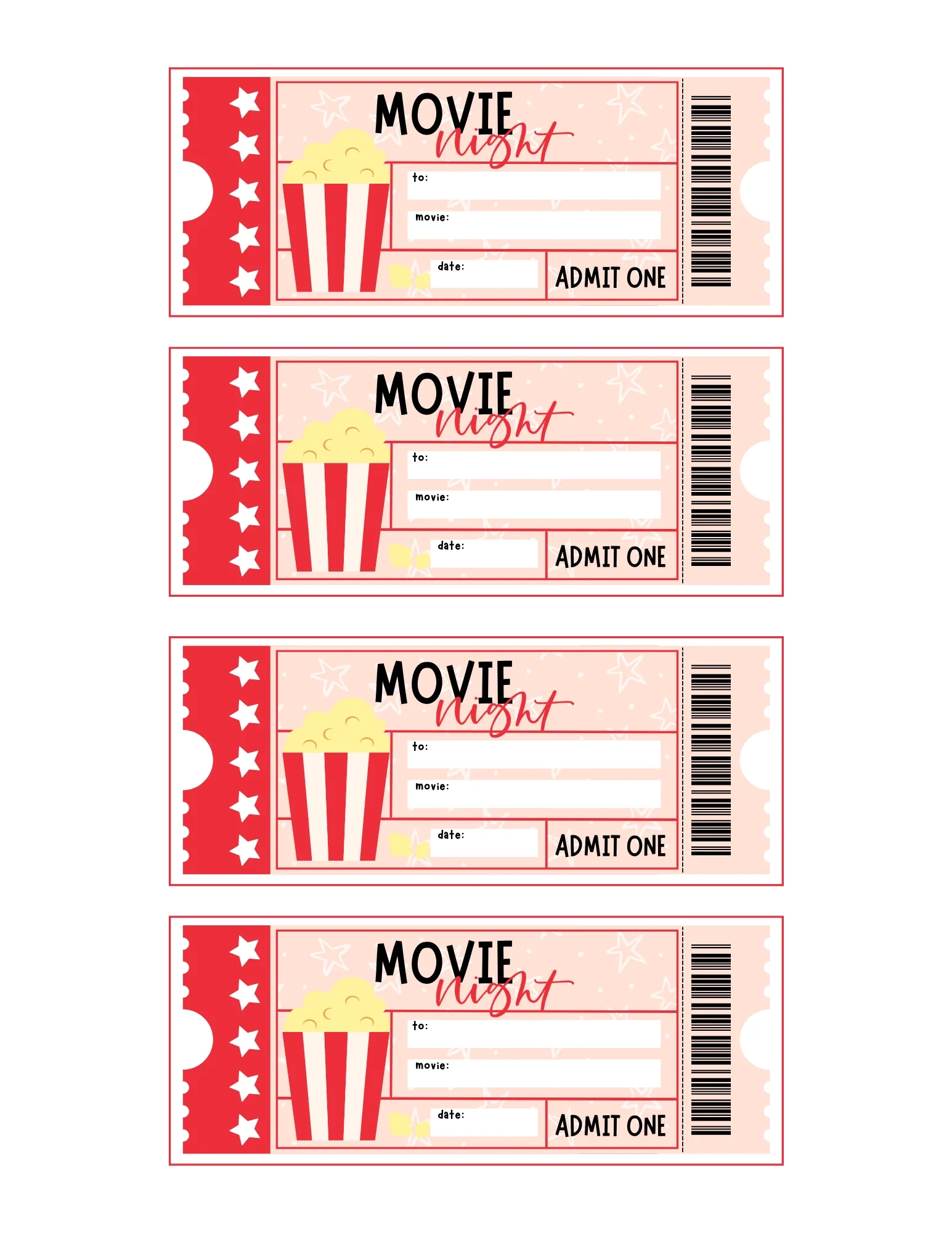 Movie Night Printables Printable Bundle The Letter Vee