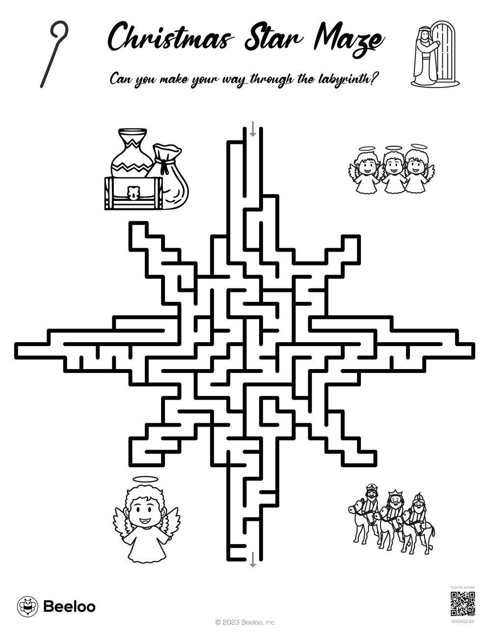 Nativity themed Mazes Beeloo Printable Crafts And Activities For Kids