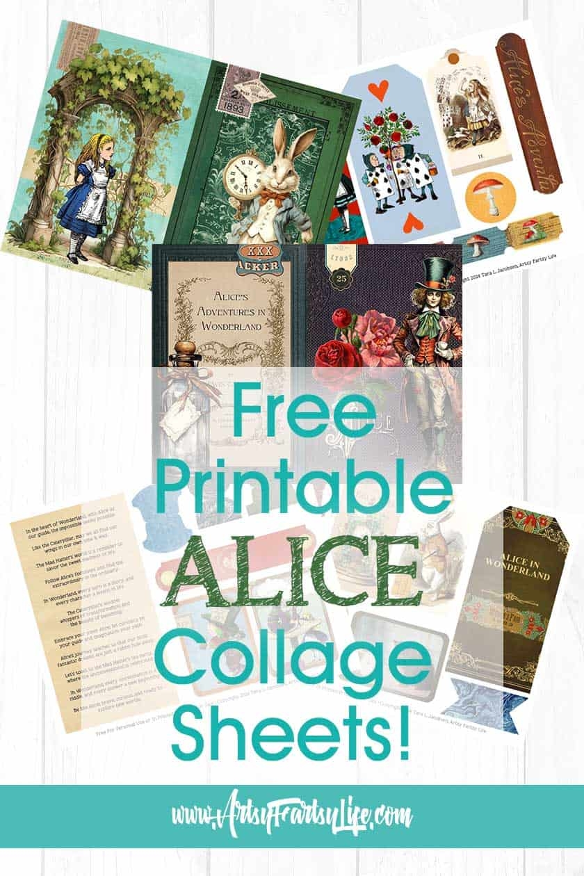 New Alice In Wonderland Free Printable Collage Sheets Artsy Fartsy Life