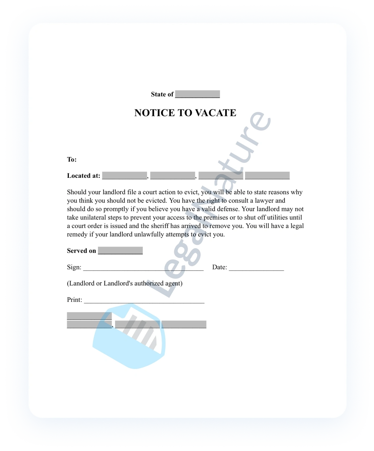 Notice To Vacate Template Tenant Notice To Vacate LegalNature