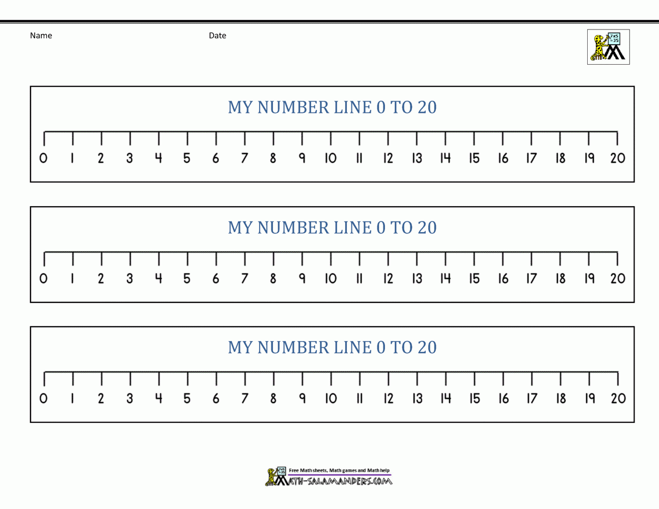 Number Line 0 To 20 Printables