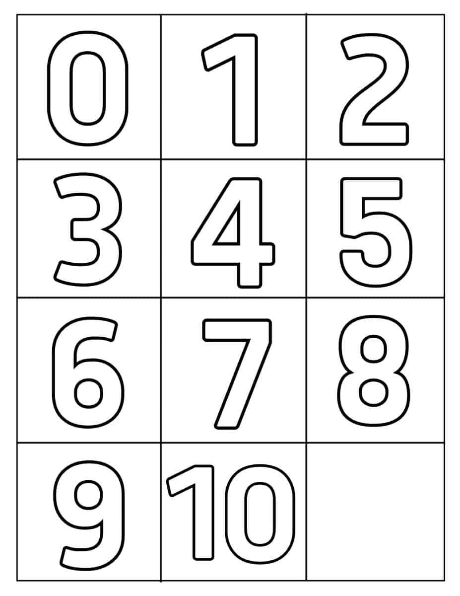 Numbers 0 10 Free Printable