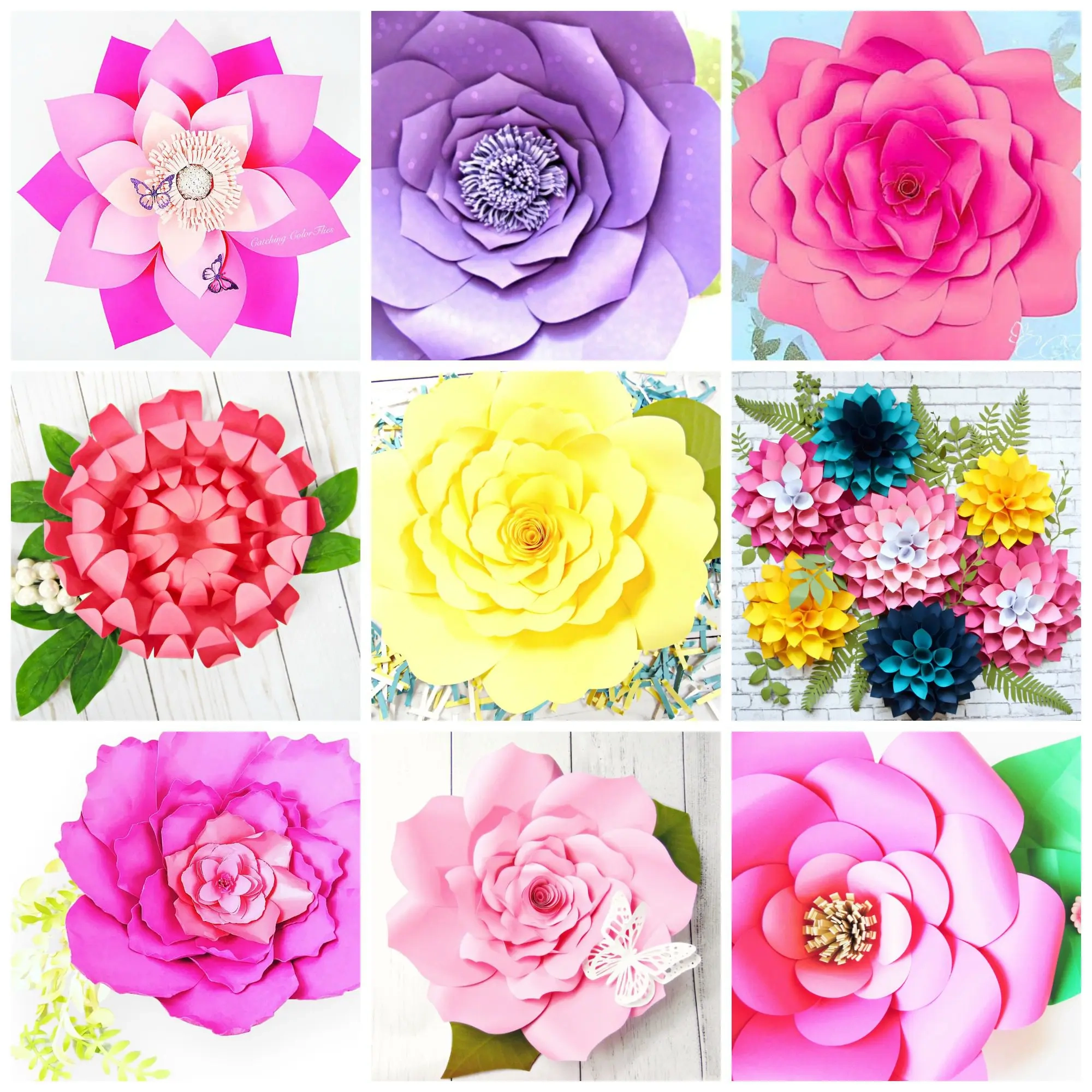 Paper Flower Templates Free Printable PDF Template SVG Cut Files