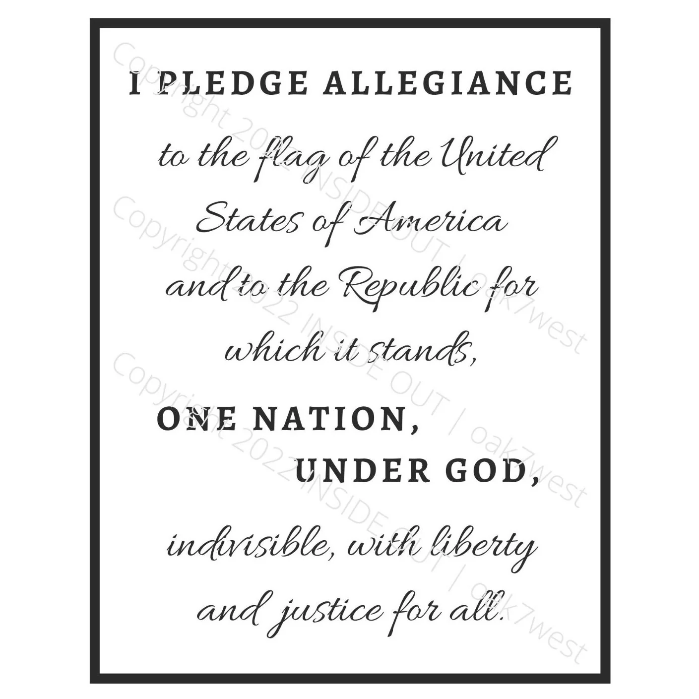 Patriotic Word Art Pledge Of Allegiance Printable Download Oak7west