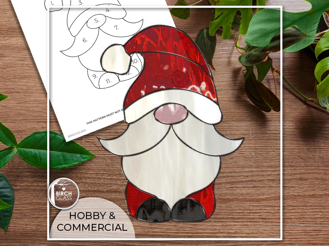 PATTERN Christmas Gnome Stained Glass Pattern Birch Glass