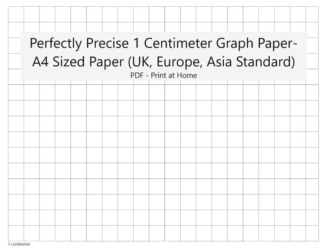 Perfectly Scaled And Precise Printable Graph Paper A4 1 Centimeter Square Metric Etsy