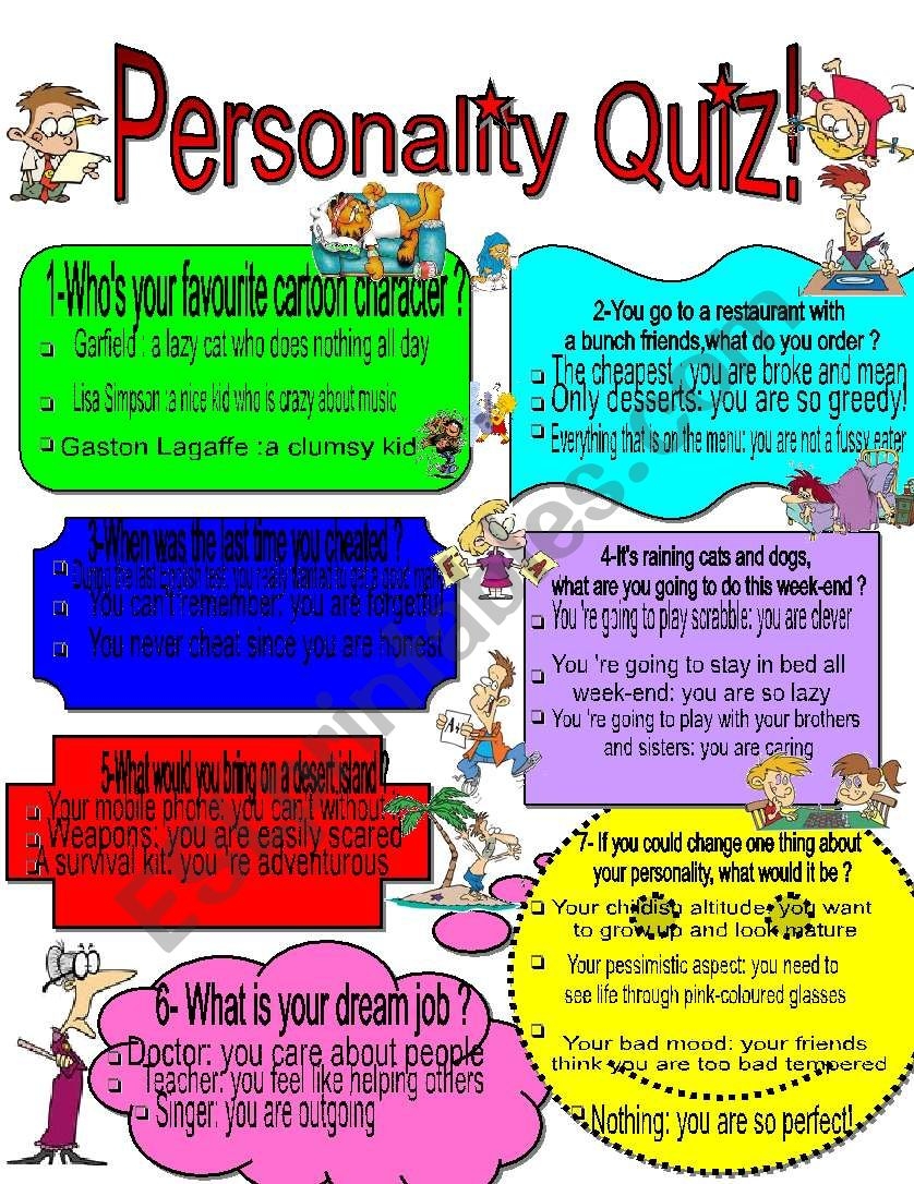 Personality Quiz ESL Worksheet By Edwi