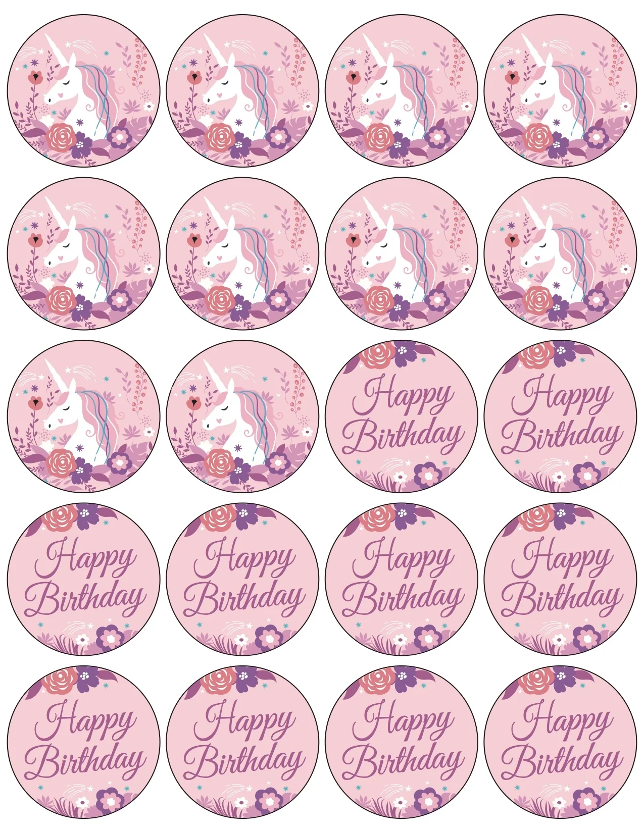 Pink Unicorn Cupcake Toppers Free Printable Pop Fizz Designs
