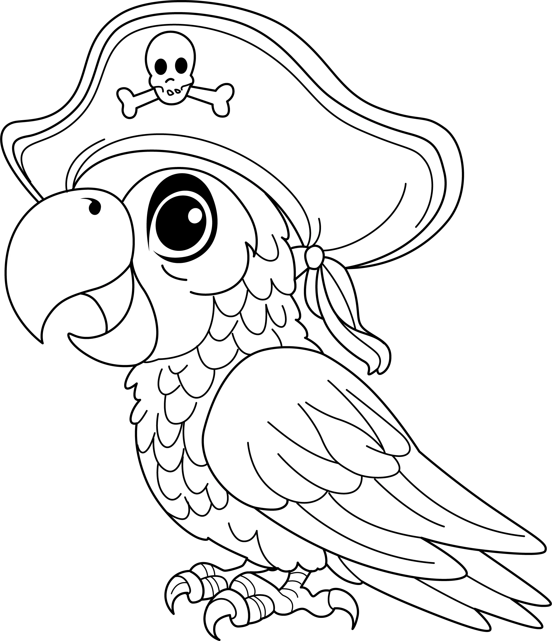 Pirate Parrot Fun Adventure Coloring Page For Kids