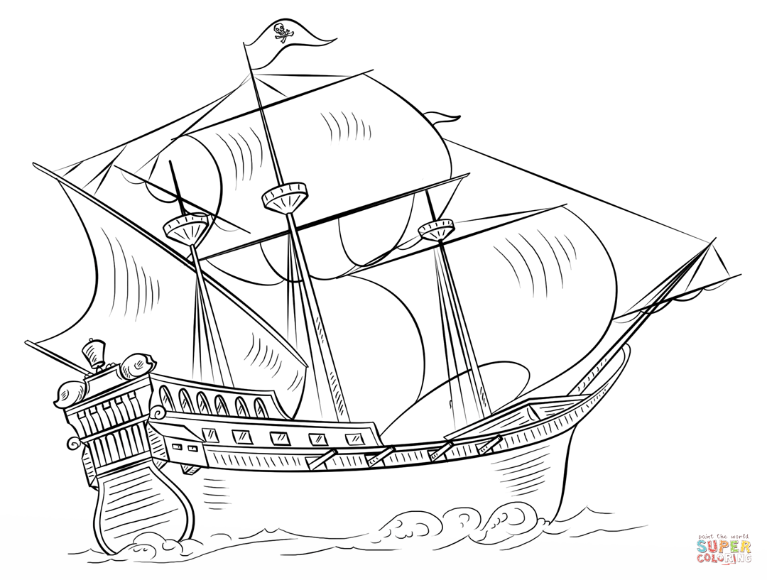 Pirate Ship Coloring Page Free Printable