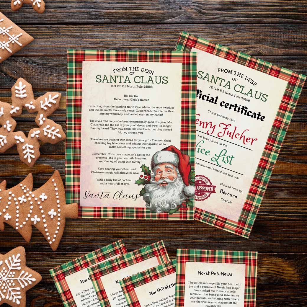 Plaid Santa Letter Set Birchmark Designs