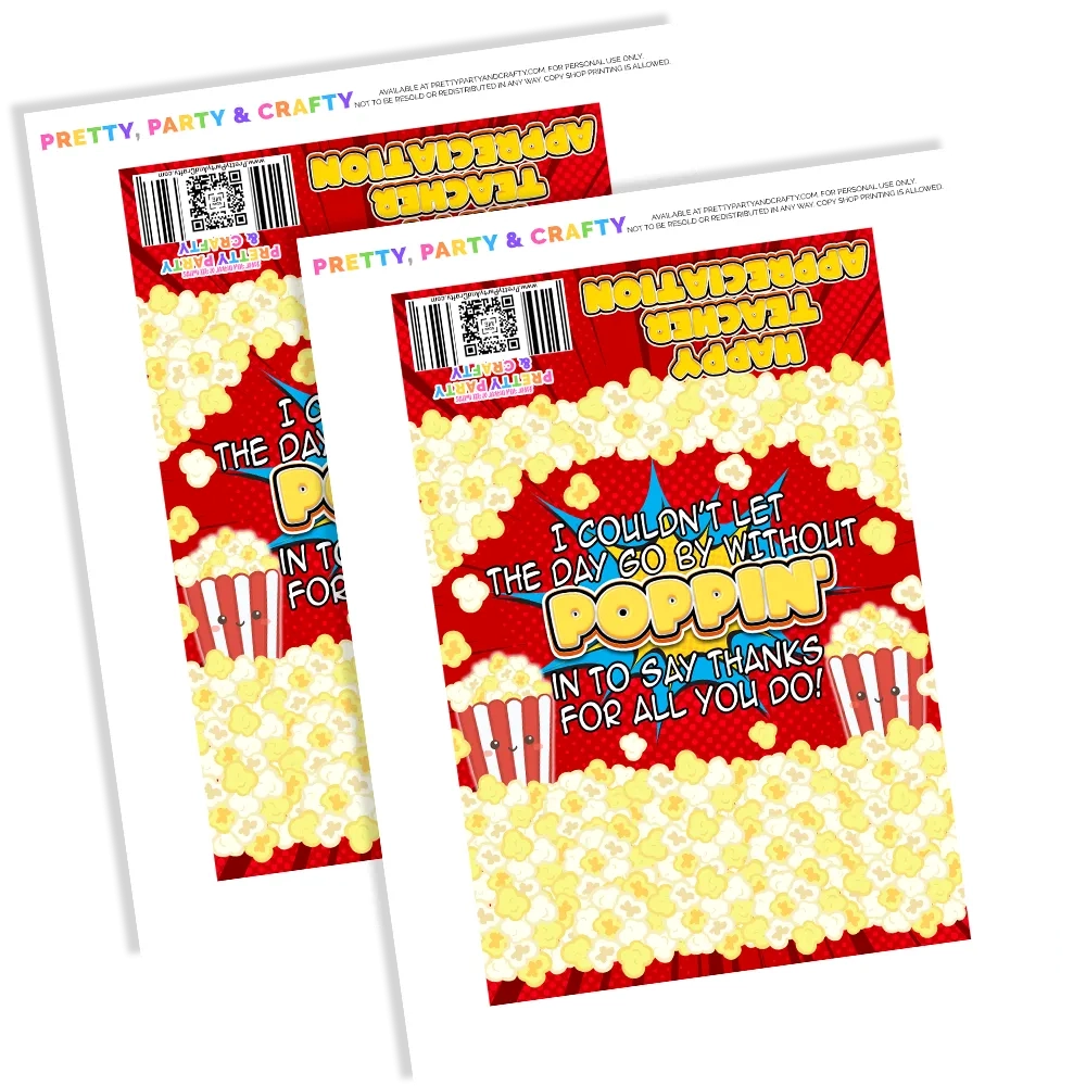 Popcorn Teacher Appreciation Free Printable Pretty Party Crafty Popcorn Teacher Appreciation Free Printable Pretty Party Crafty