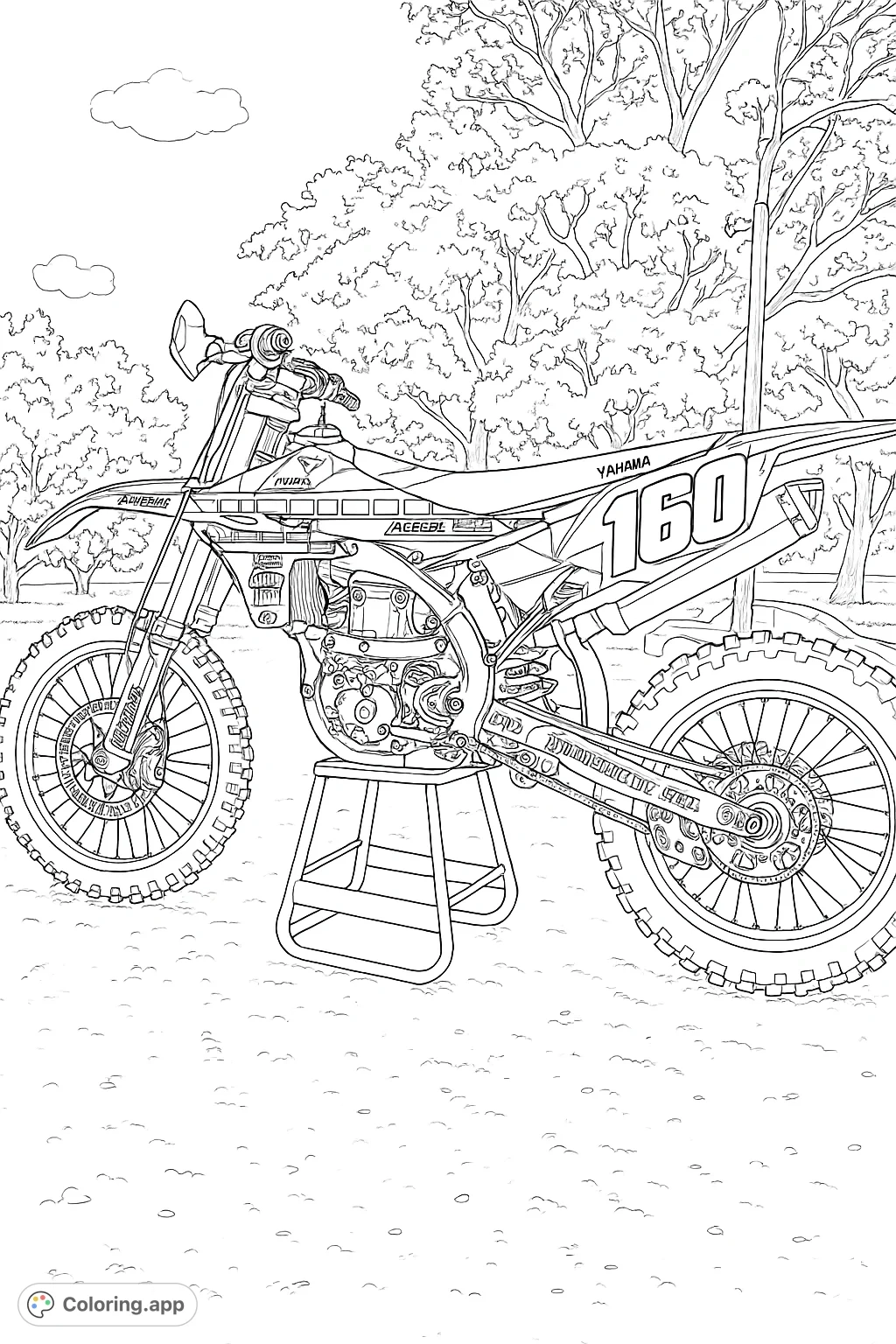 Powerful Dirt Bike On Stand Coloring app
