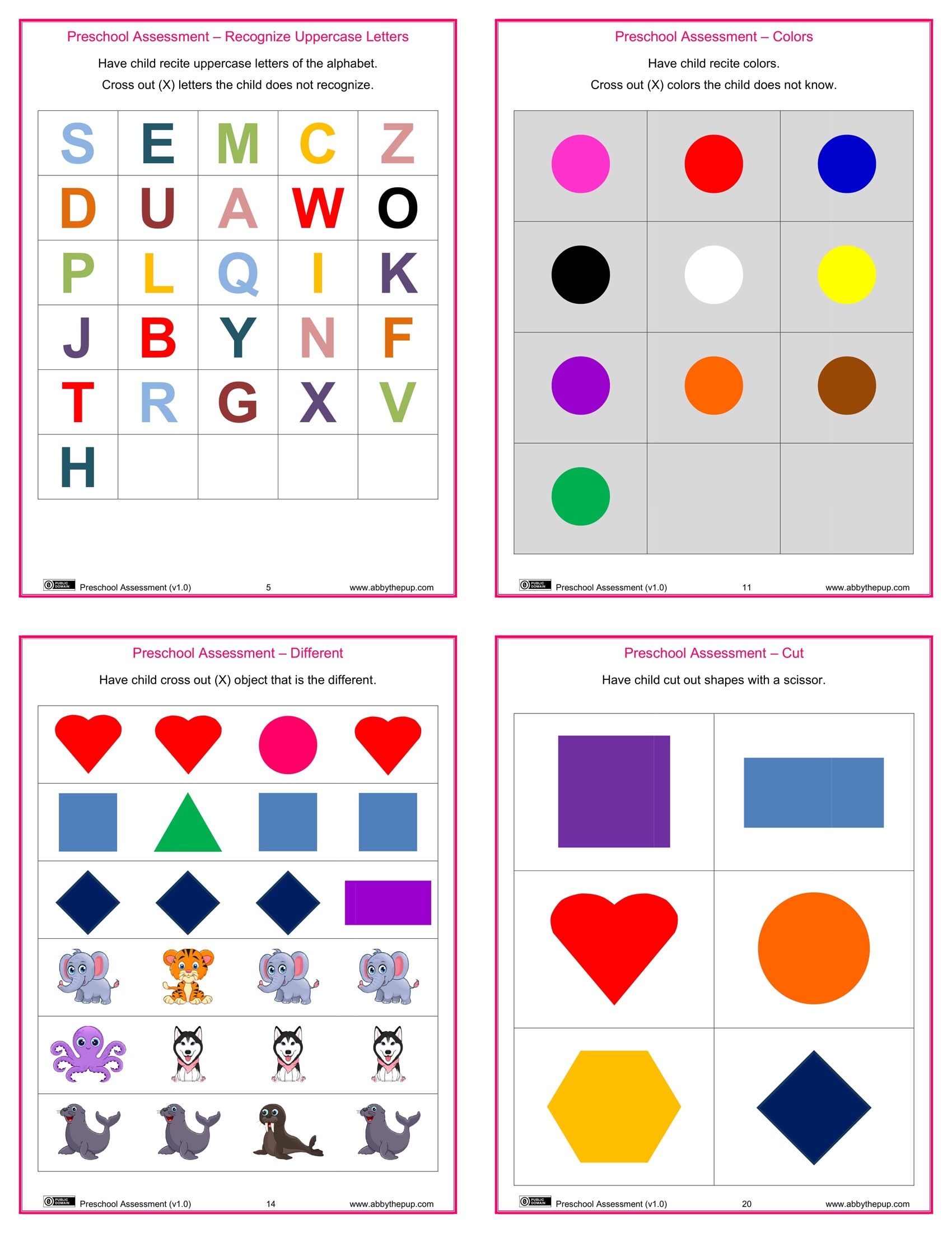 Preschool Assesement Forms All Pages Free Printable Worksheets