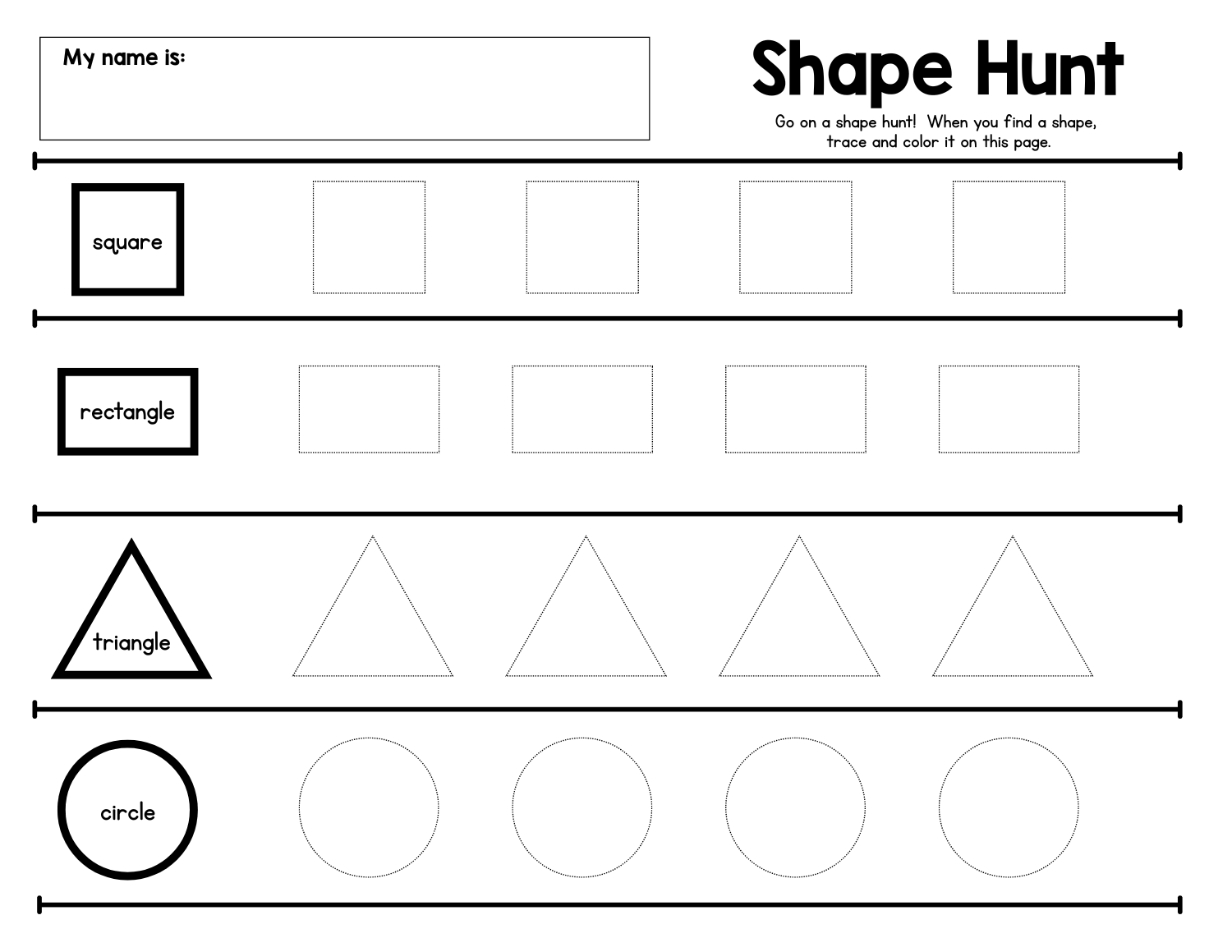 Preschool Shape Hunt Printable Activity A To Z Teacher Stuff
