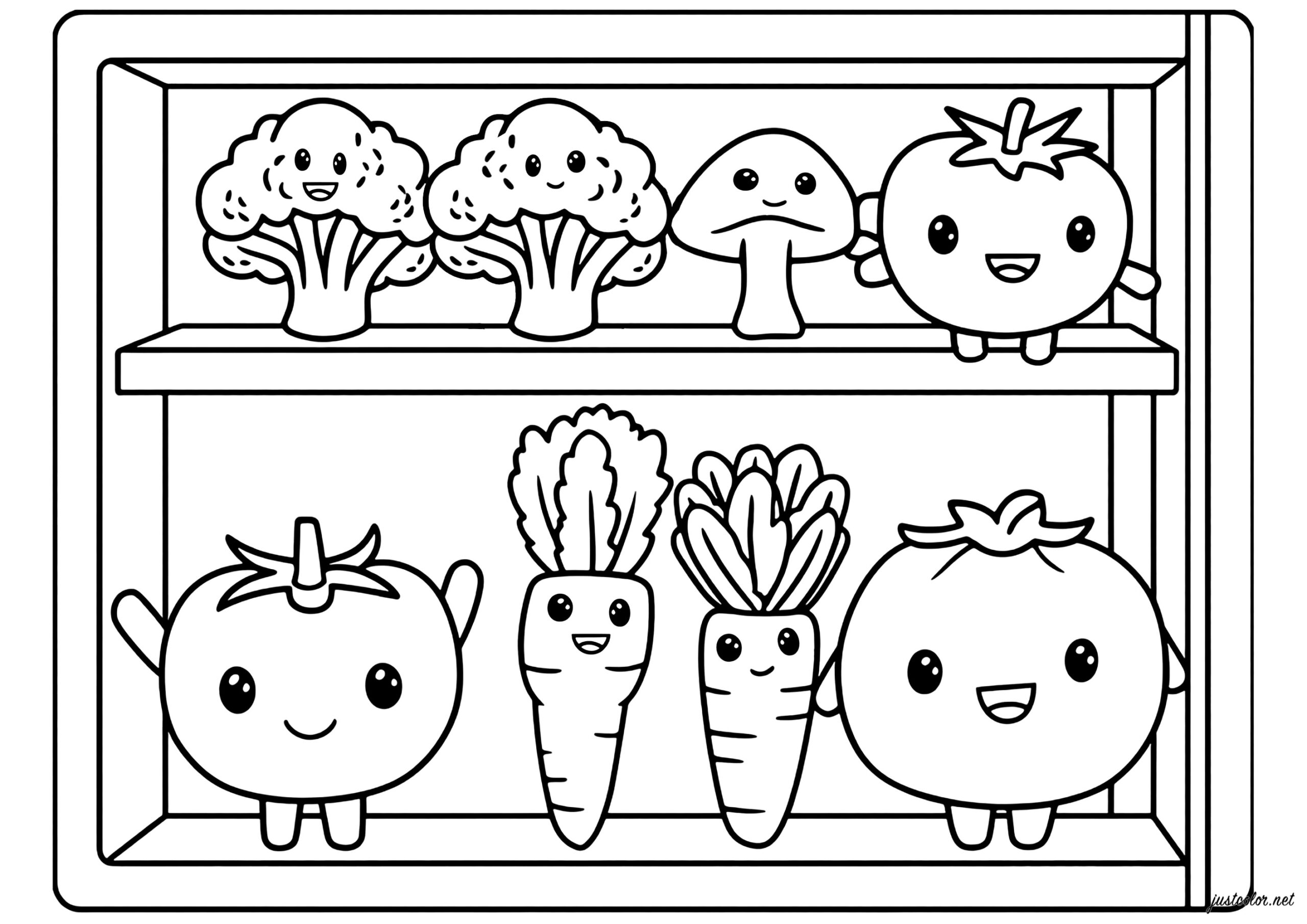 Pretty Collection Of Smiling Vegetables Food Coloring Pages