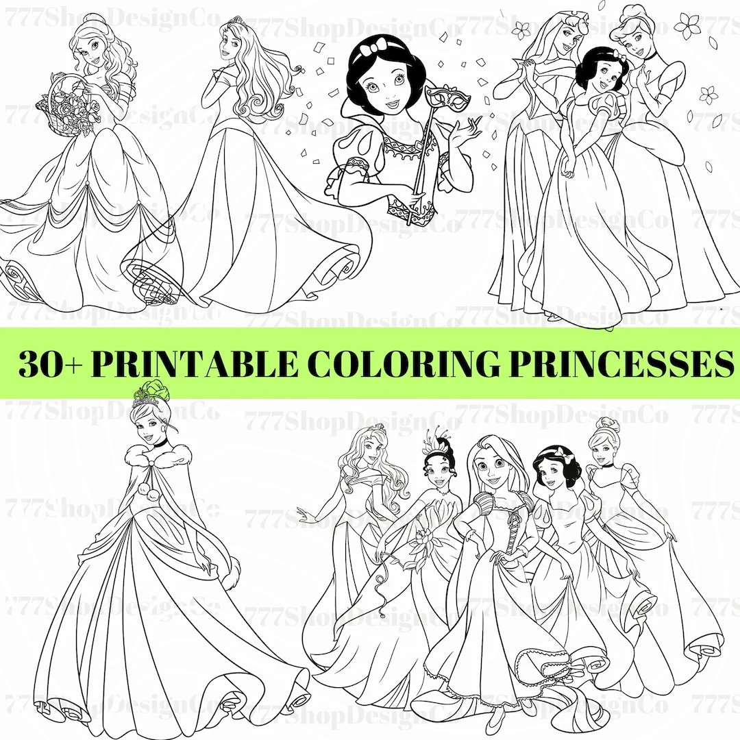 Princess Coloring Sheets PDF 30 Coloring Pages Kids Creative Activity Book For Kids Toddlers Pdf Etsy