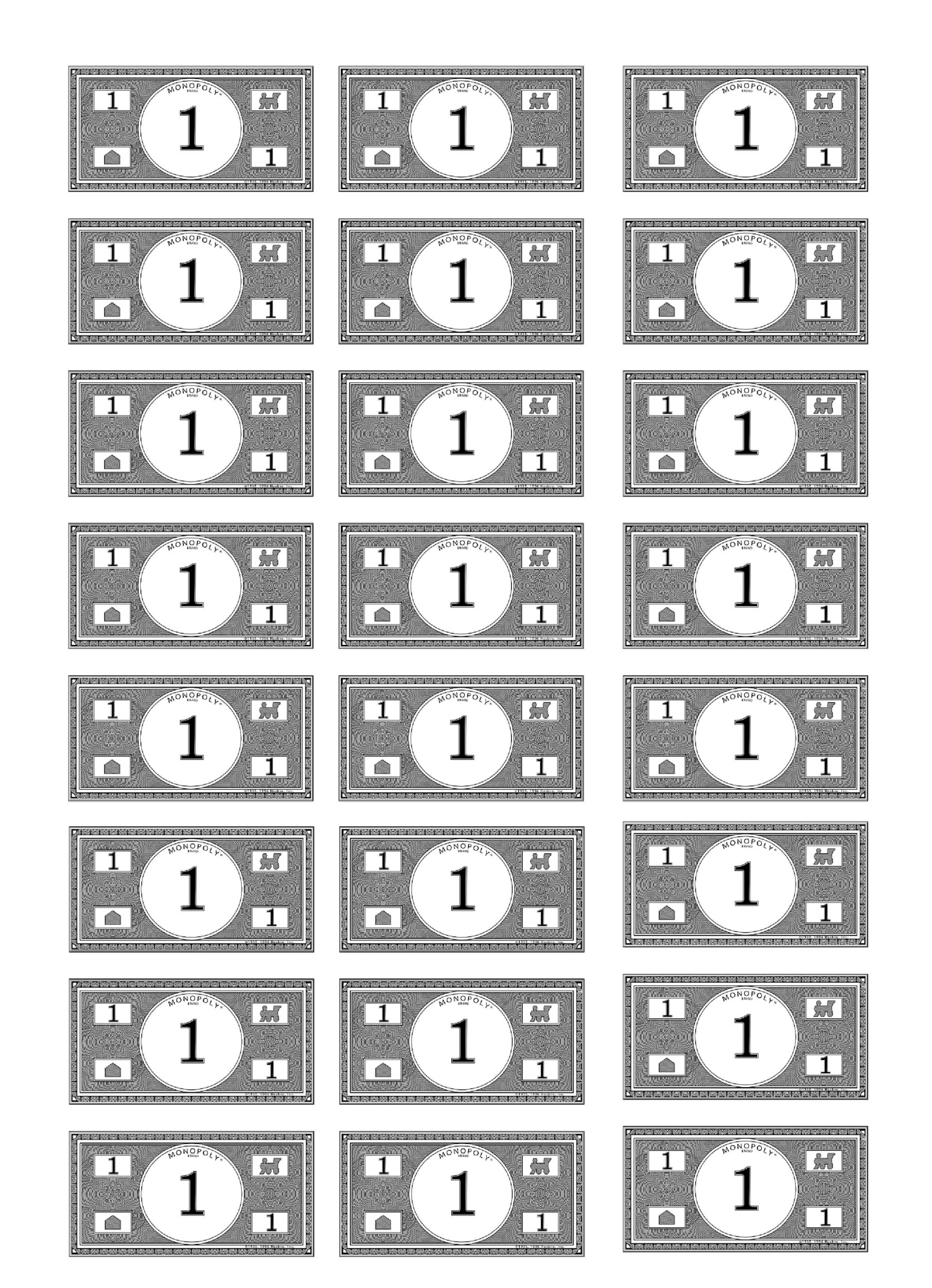 Printable 1 Dollar Monopoly Money Templates At Allbusinesstemplates