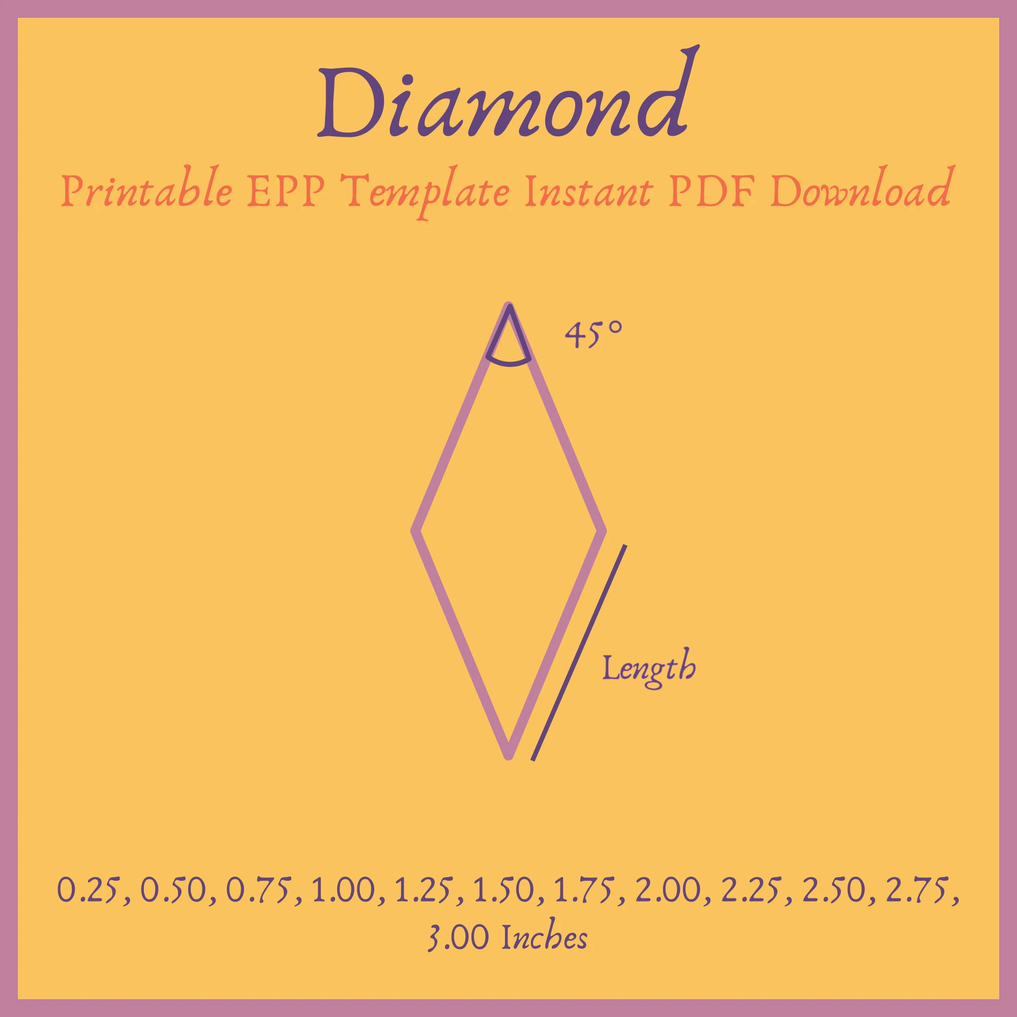 Printable 45 Degree Diamond EPP Template Instant PDF Download Etsy