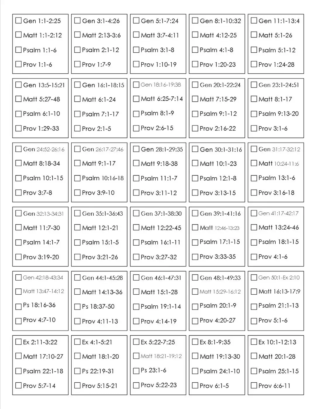 Printable Bible Reading Plan Read The Bible In One Year Etsy