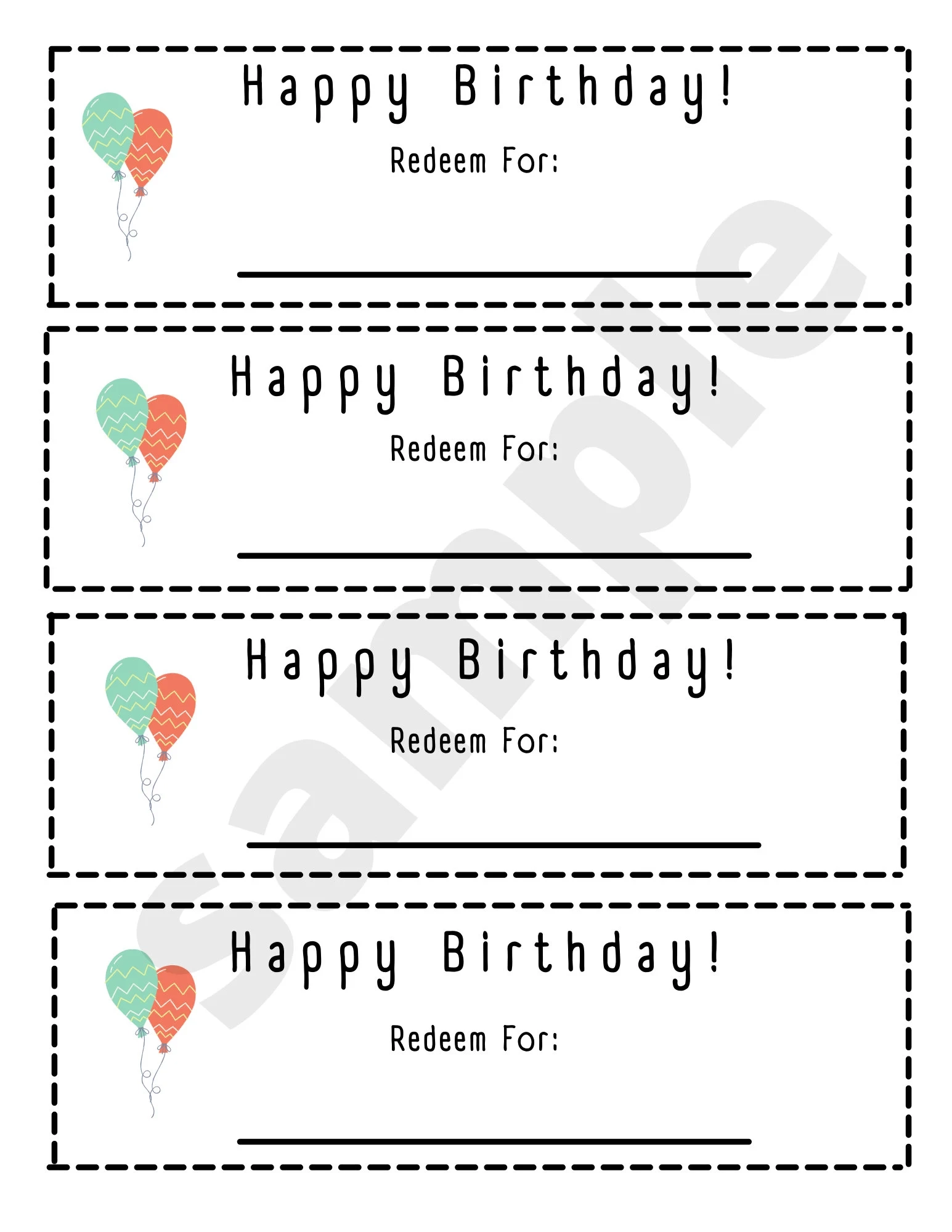 Printable Blank Birthday Coupons Etsy Israel