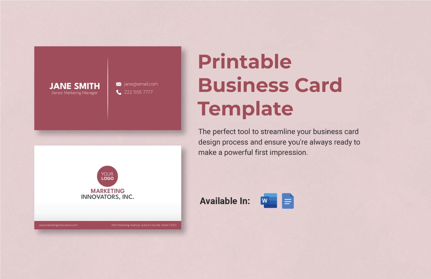 Printable Business Card Template In Word Google Docs PDF Download Template