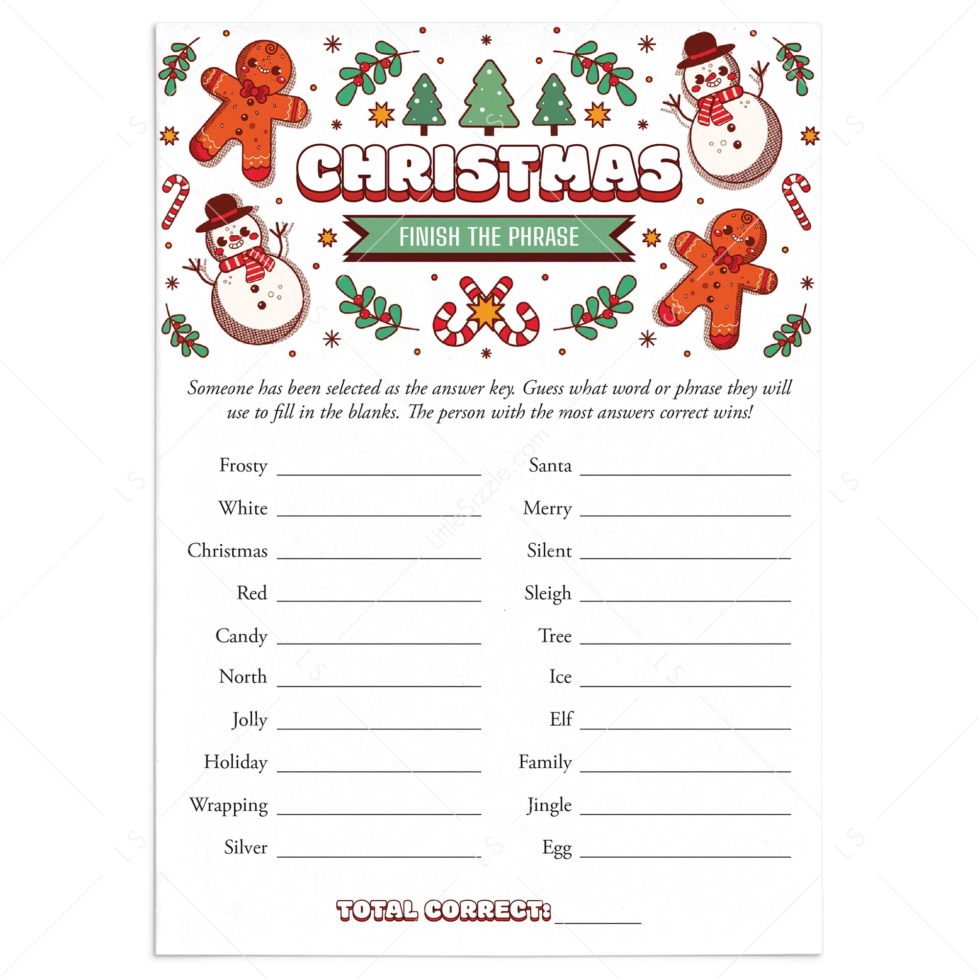 Printable Christmas Game For Families Finish The Phrase LittleSizzle