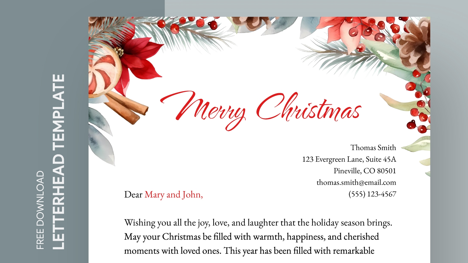 Printable Christmas Letterhead Free Google Docs Template Gdoc io