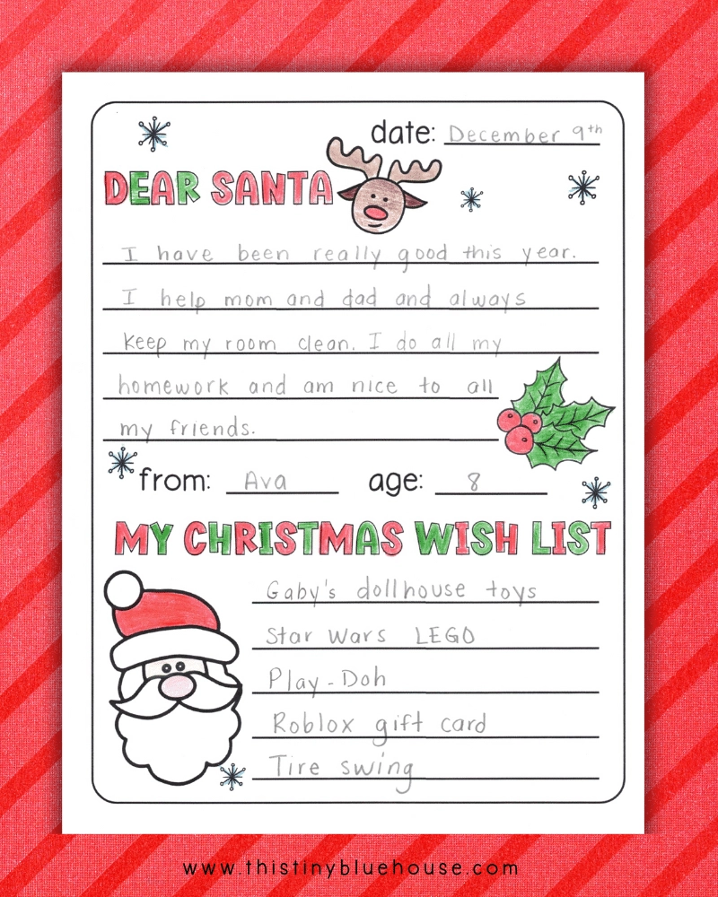 Printable Christmas List Template For Kids This Tiny Blue House