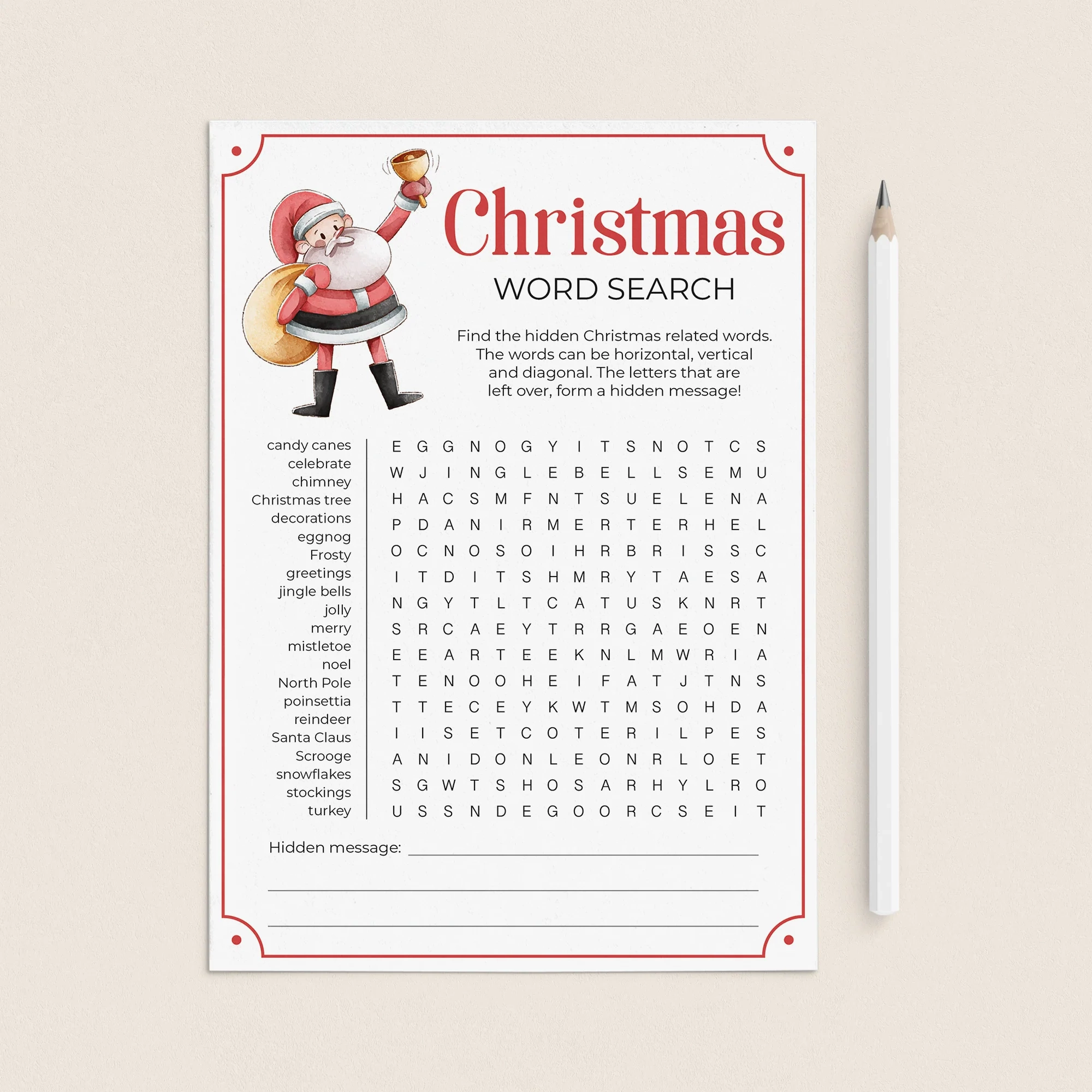Printable Christmas Party Activity Word Search With Answer Key LittleSizzle