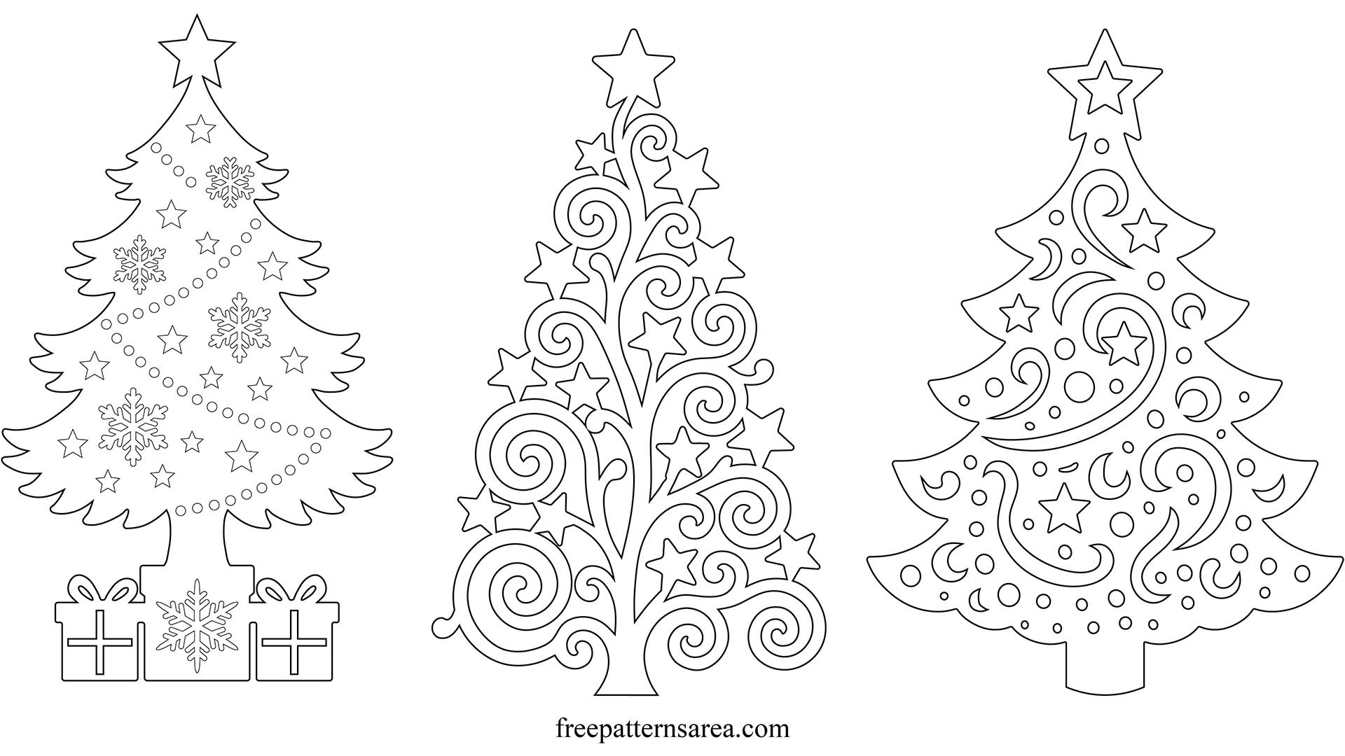 Printable Christmas Tree Outline Templates Free PDF FreePatternsArea