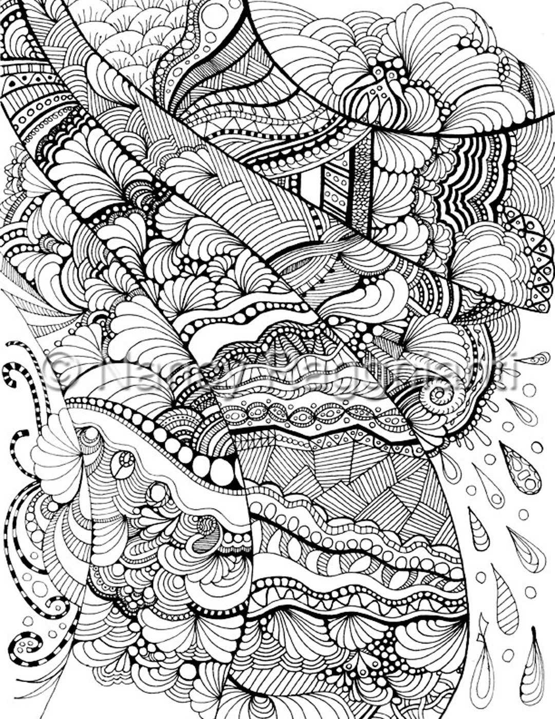 Printable Coloring Page Digital Download Full Page Freeform Doodles Etsy