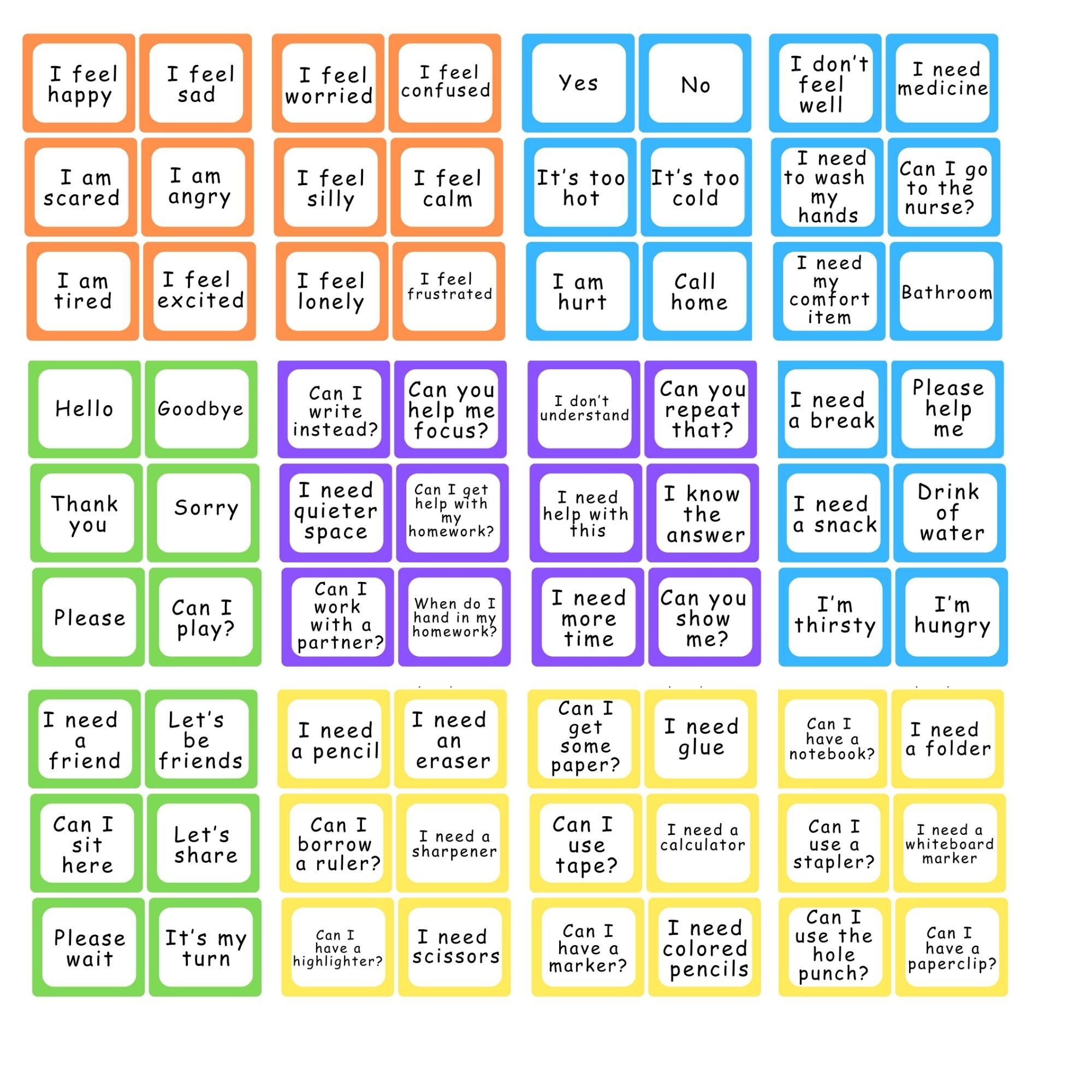 Printable Communication Cards Selective Mutism Non Verbal Autism Made By Teachers